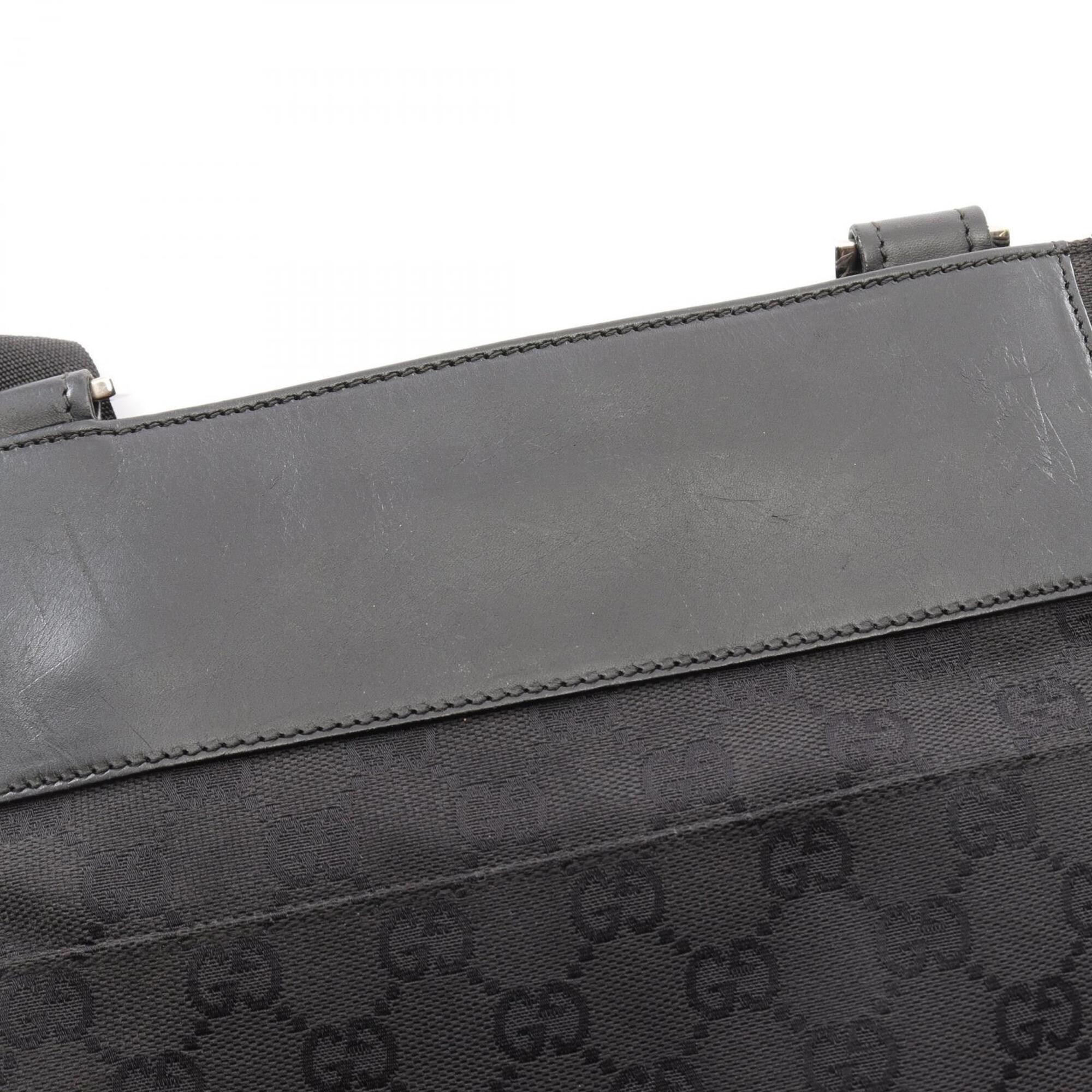 Gucci Black Canvas Leather Handbag Shoulder Bag (Pre-Owned)