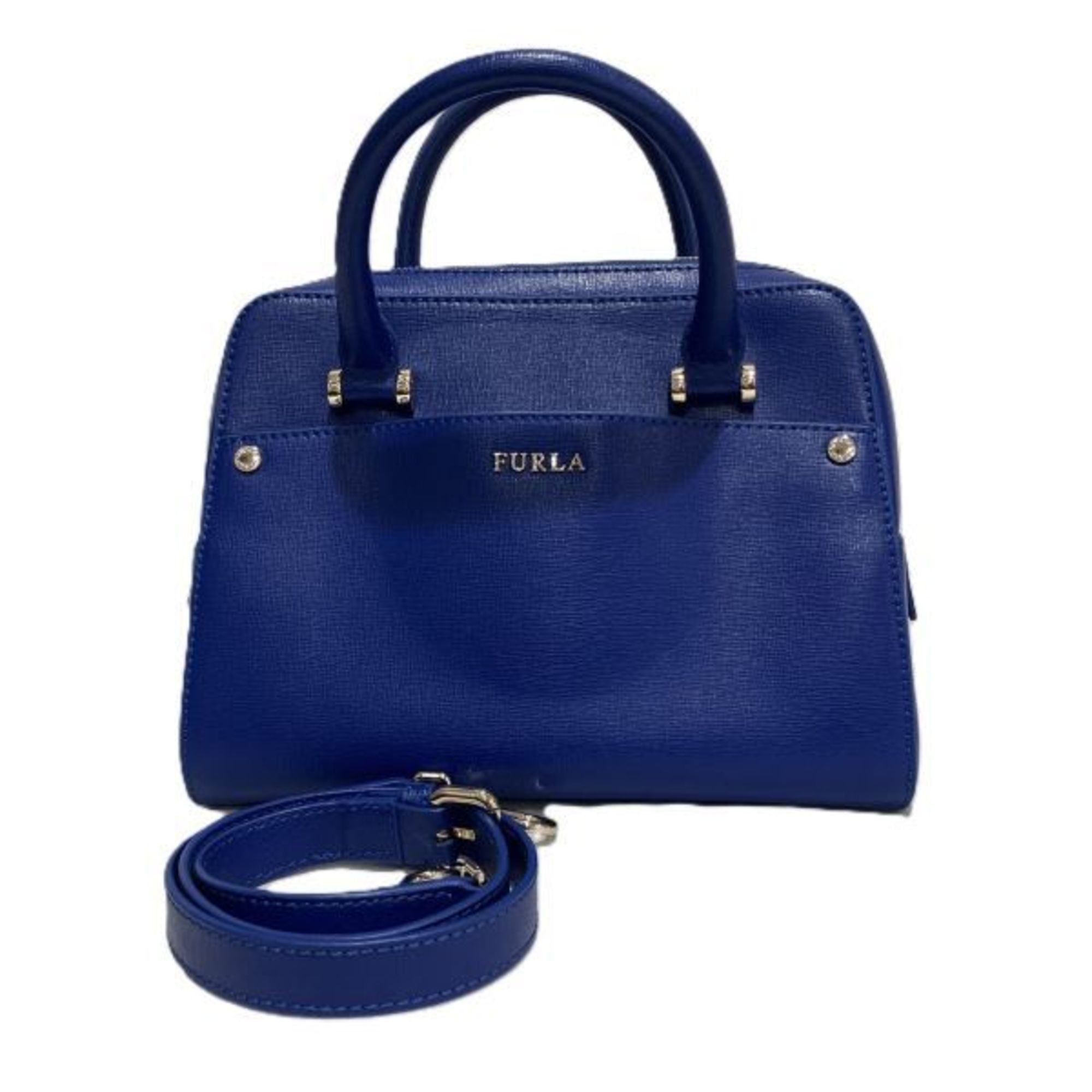 Furla Blue Leather Handbag Shoulder Bag (Pre-Owned)
