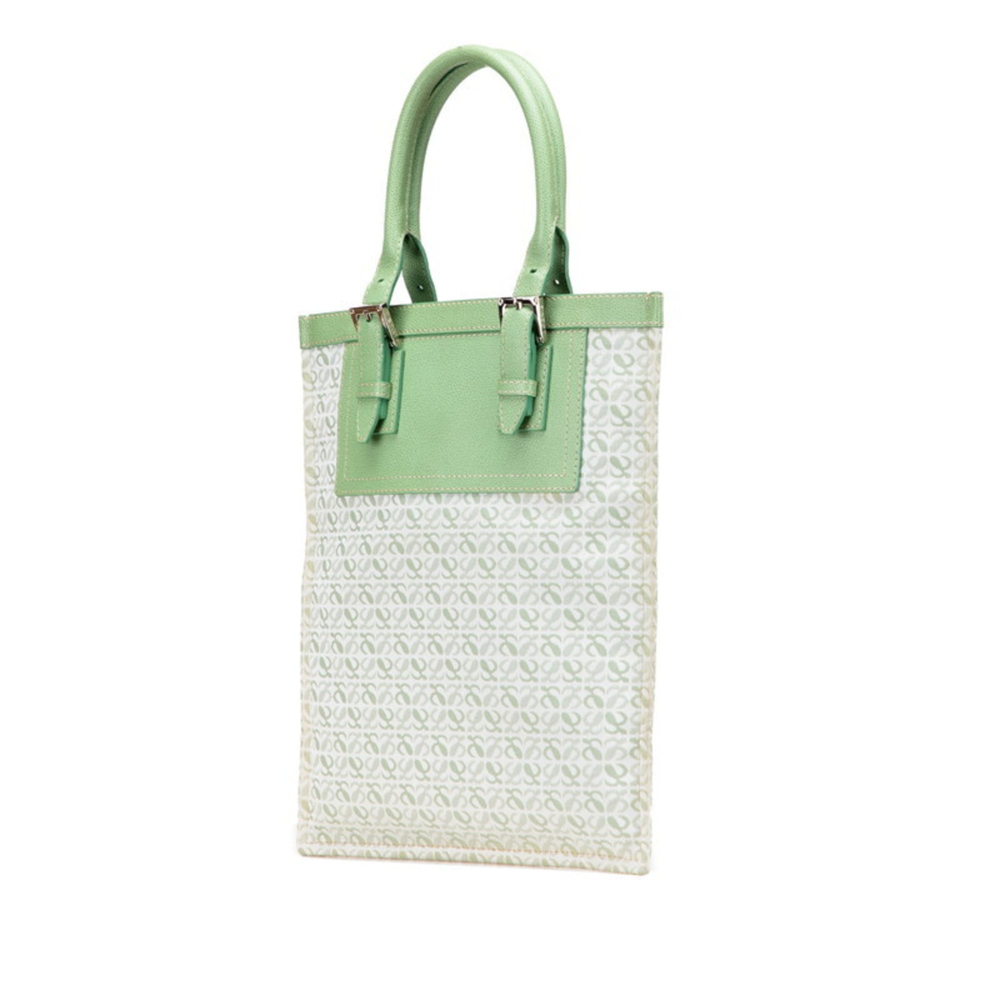 Loewe Green Canvas Leather Handbag Tote Bag (Pre-Owned)