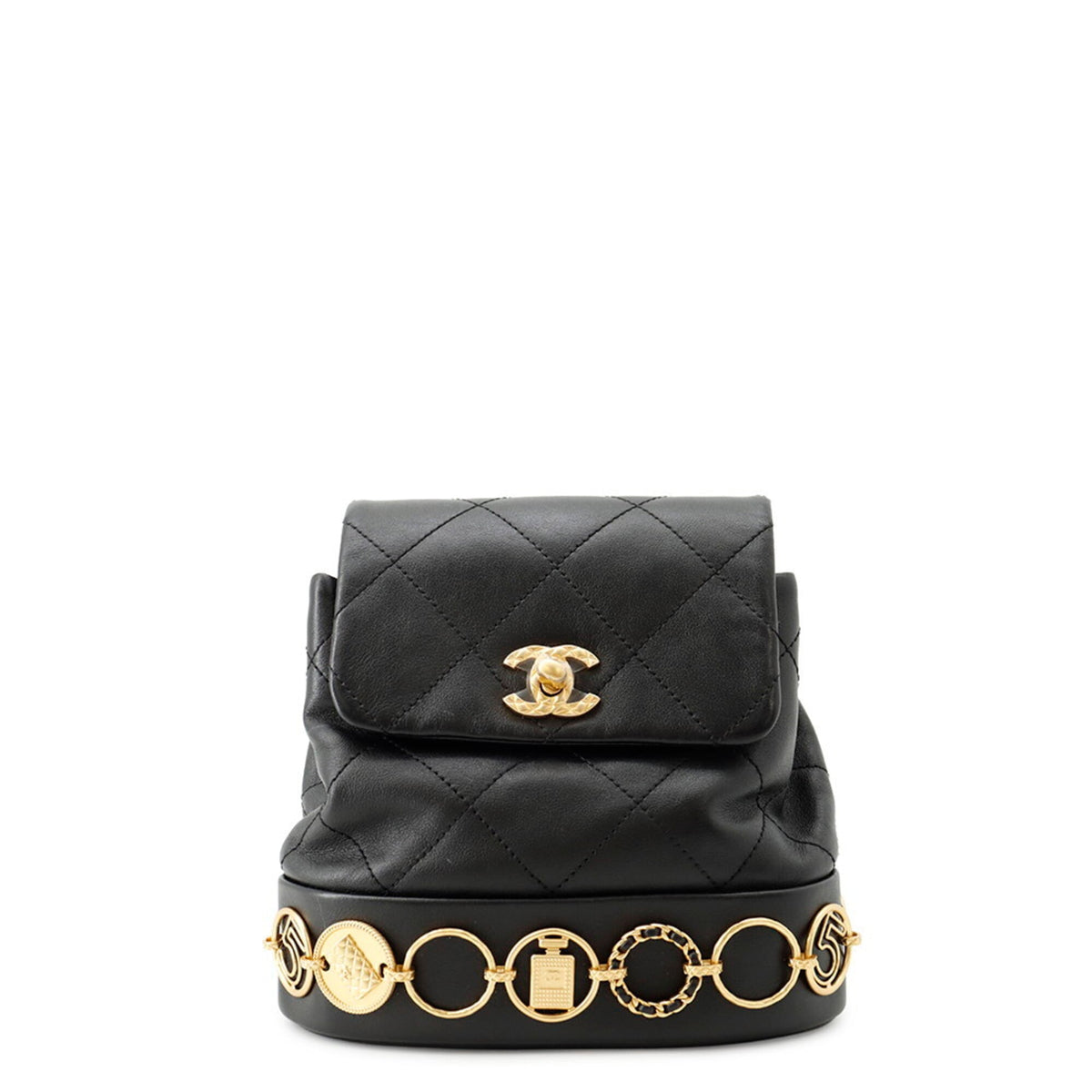 Chanel Black Leather Backpack Handbag (Pre-Owned)