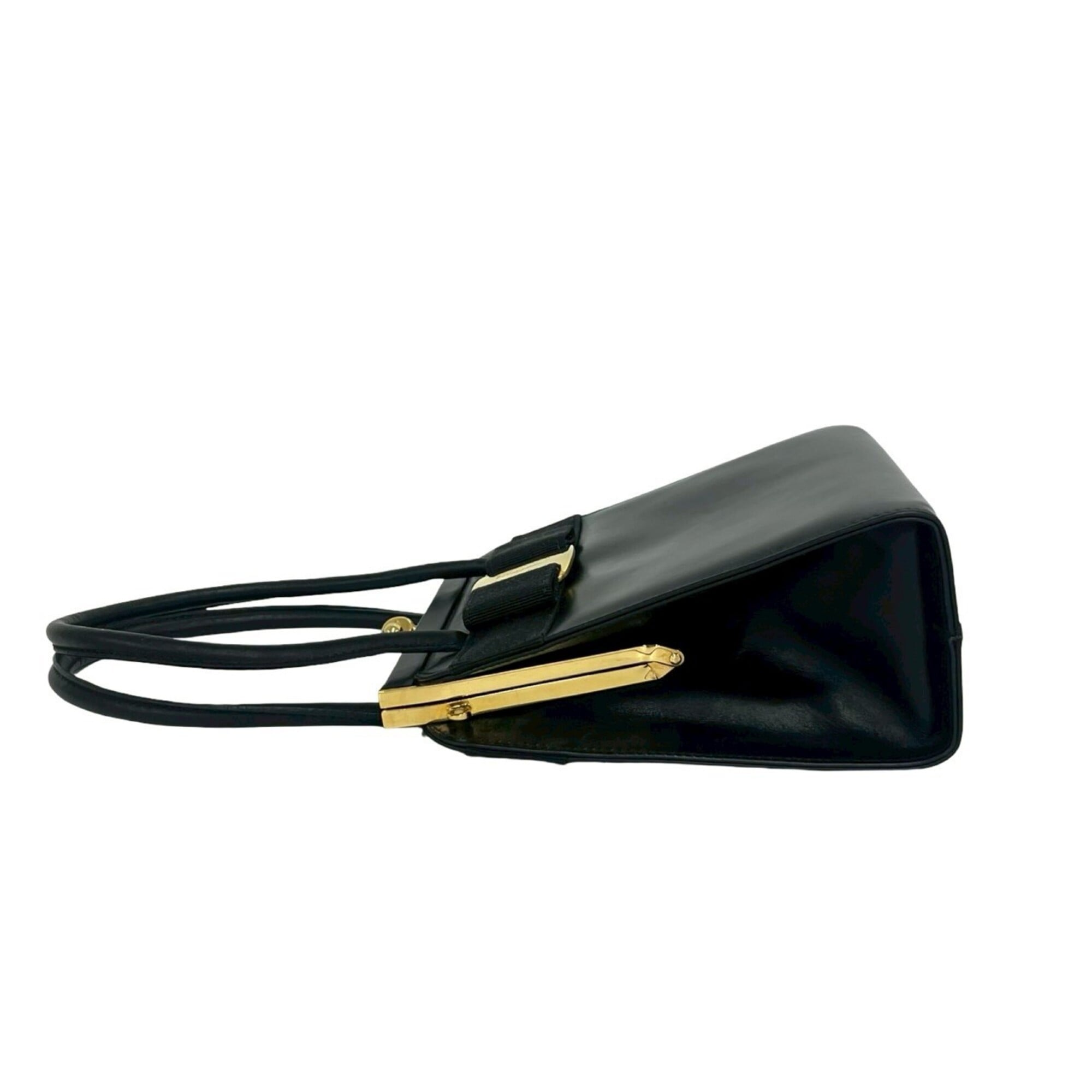 Salvatore Ferragamo Black Leather Handbag Shoulder Bag (Pre-Owned)