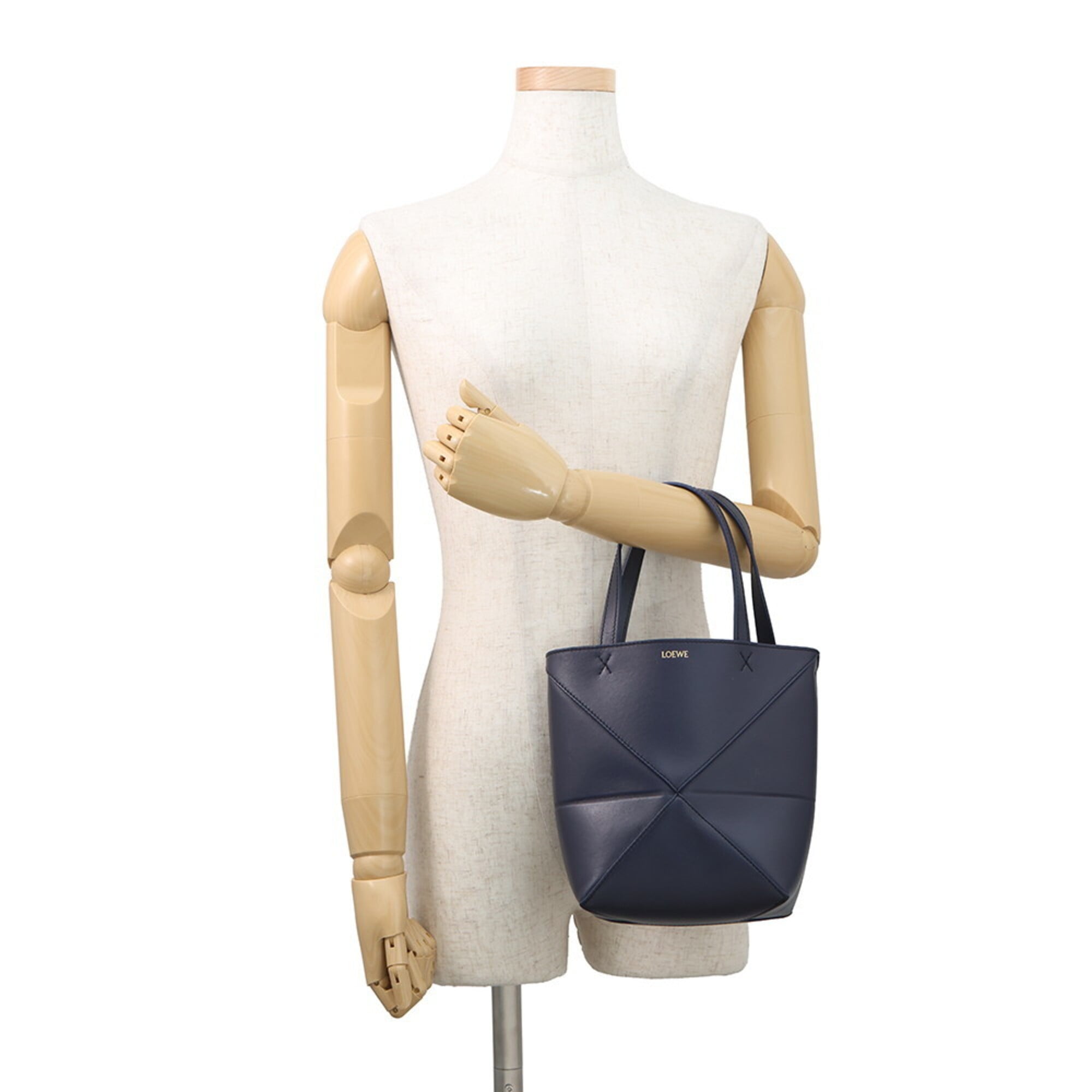 Loewe Navy Leather Handbag Tote Bag (Pre-Owned)