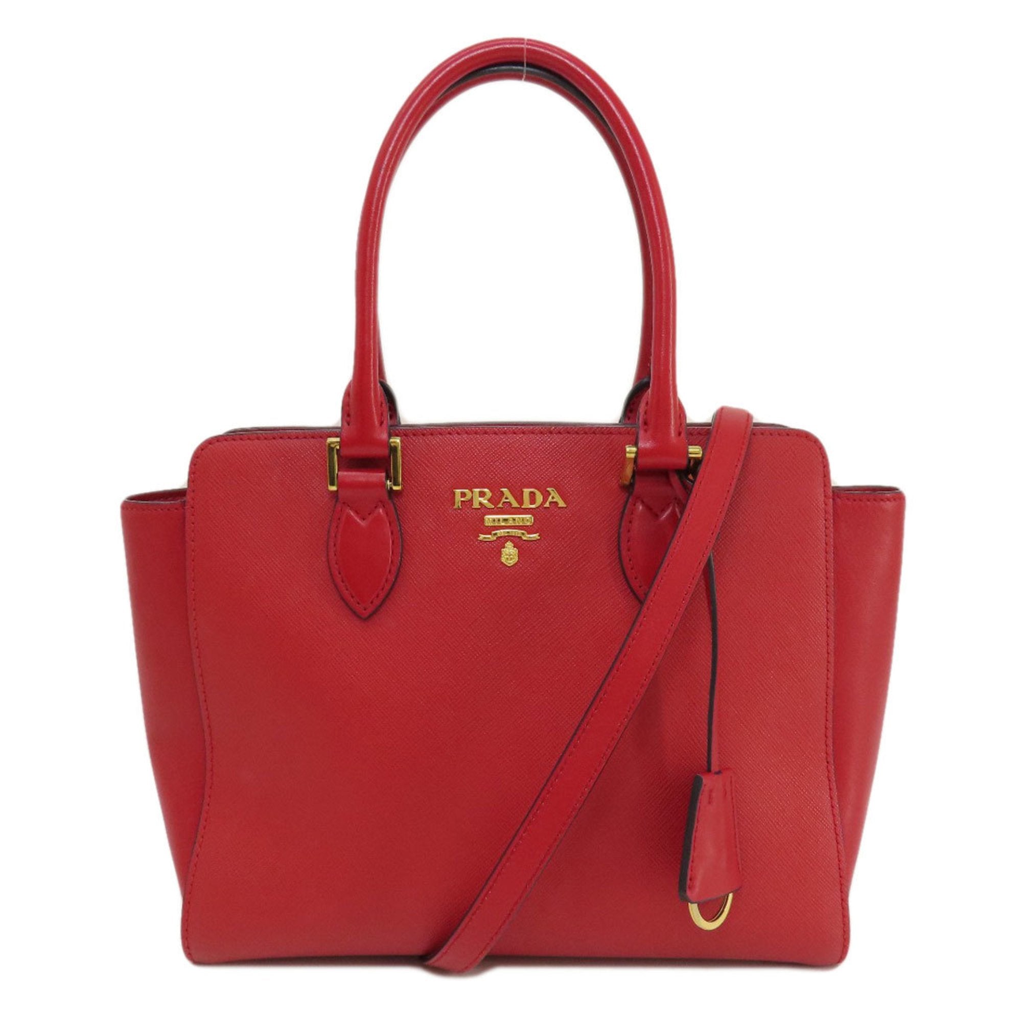 Prada Saffiano Red Color Leather Handbag (Pre-Owned)