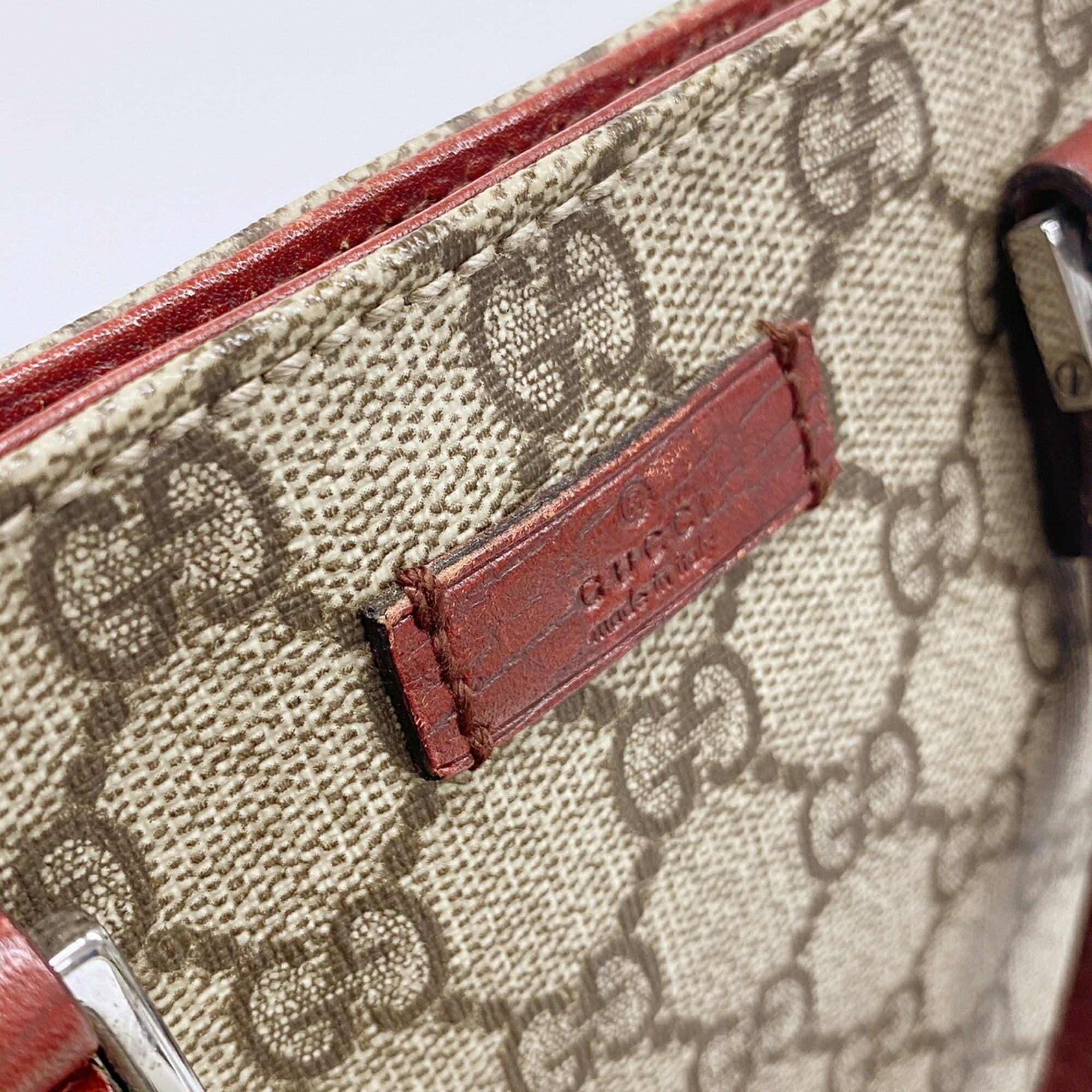 Gucci Brown Red Color Pvc Tote Bag (Pre-Owned)