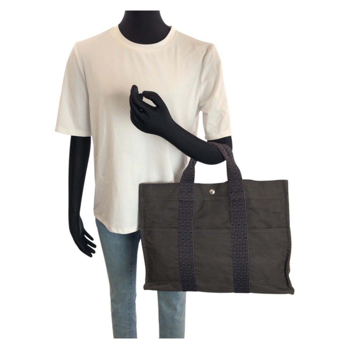 Hermes Gray Polyamide Polyester Handbag Tote Bag (Pre-Owned)