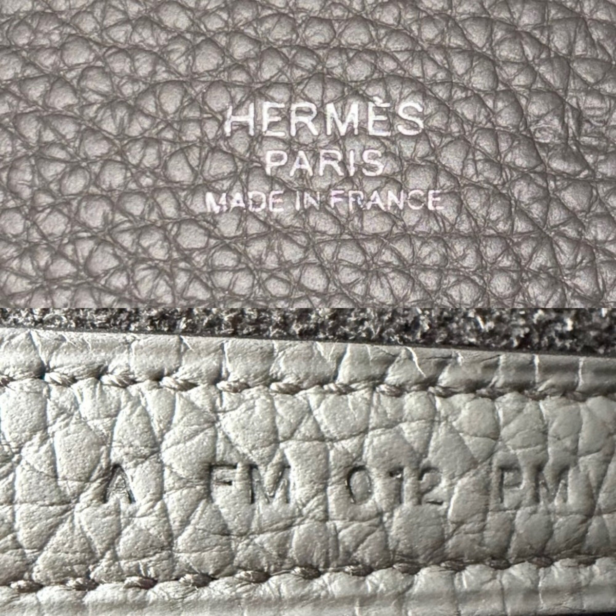 Hermes Gray Taurillon Clemence Leather Handbag (Pre-Owned)