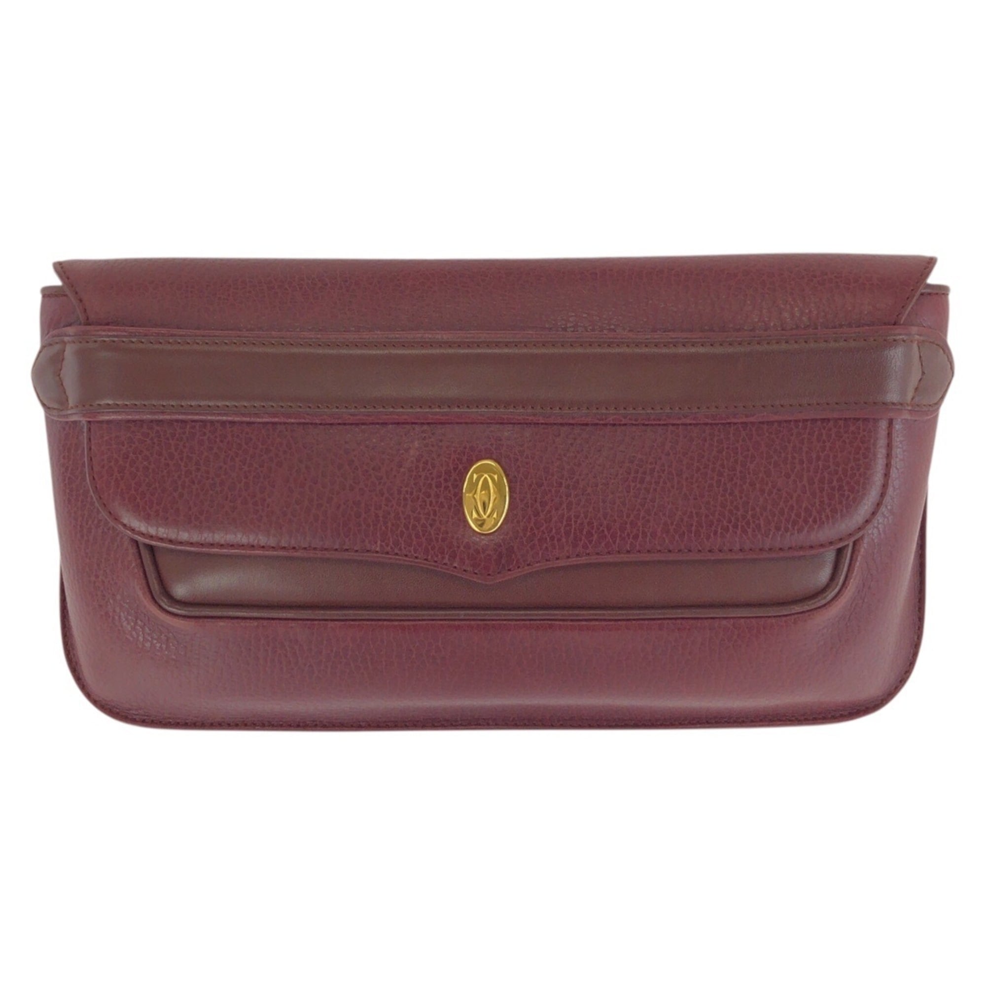 Cartier Bordeaux Wine Red Leather Clutch Bag (Pre-Owned)