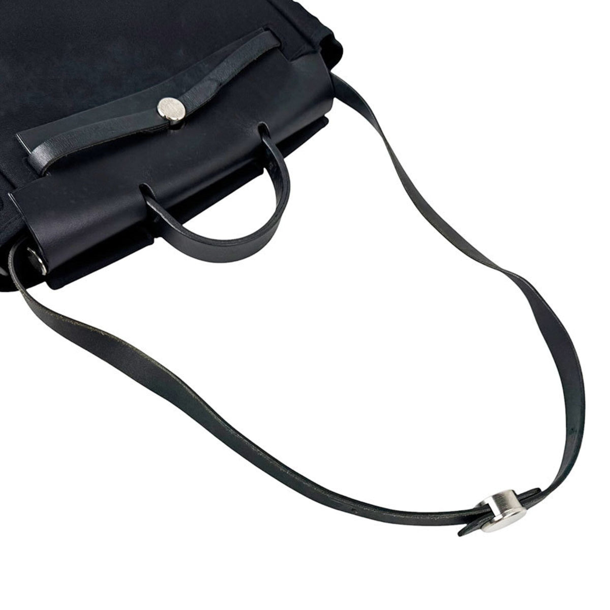 Hermes Black Toile Officier Handbag (Pre-Owned)