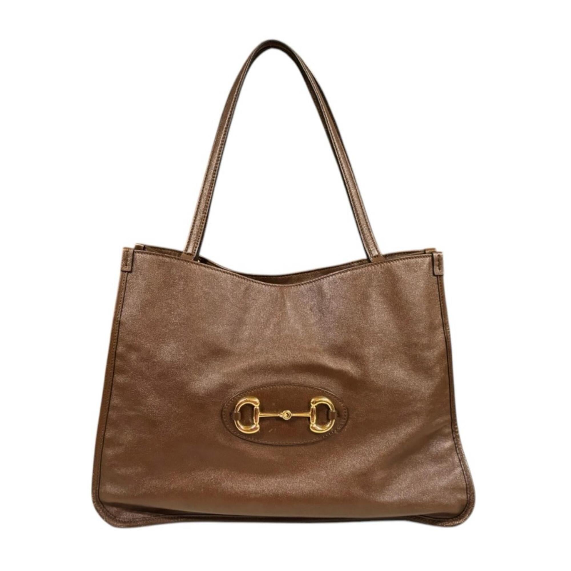 Gucci Brown Leather Tote Bag (Pre-Owned)