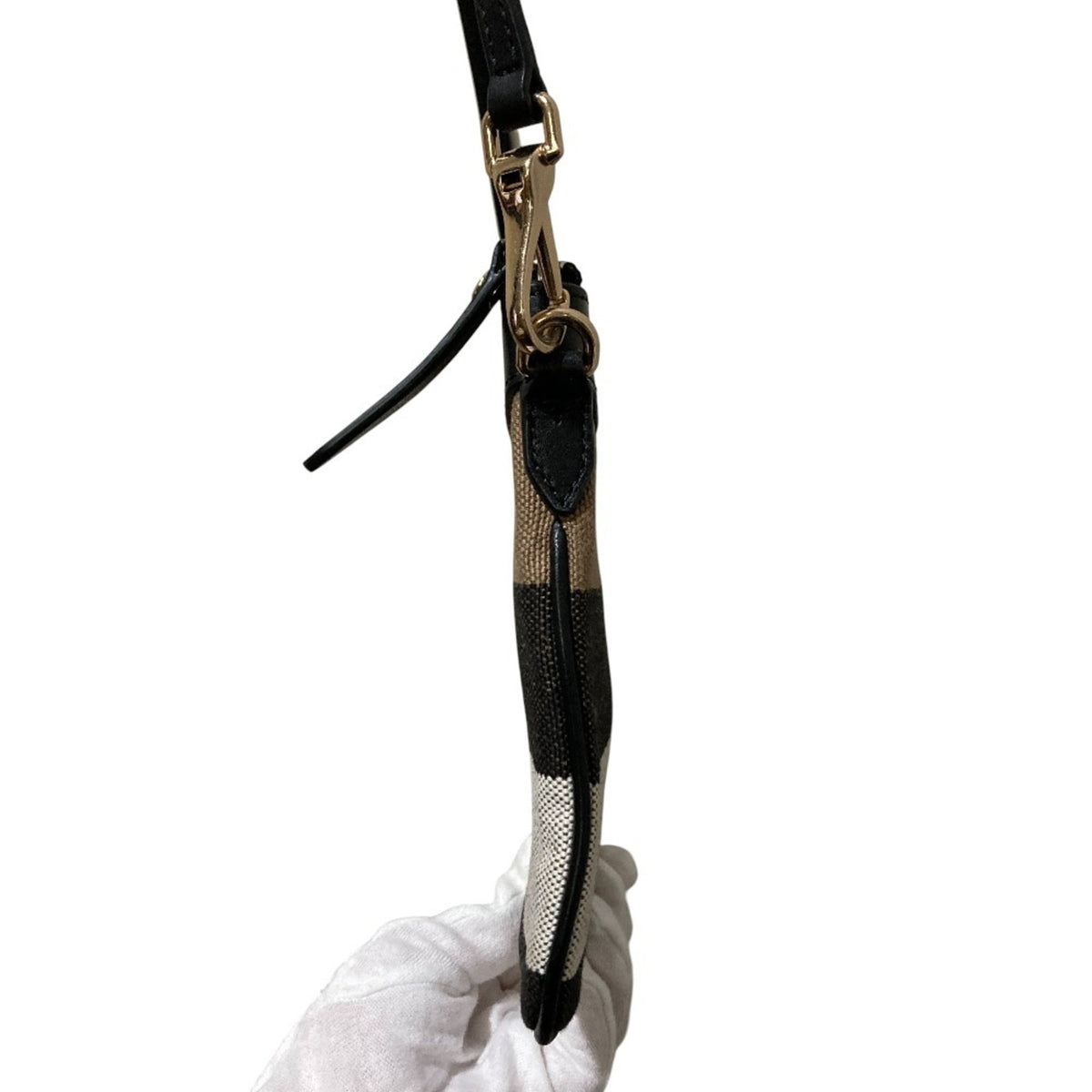 Burberry Black Brown White Canvas Shoulder Bag (Pre-Owned)