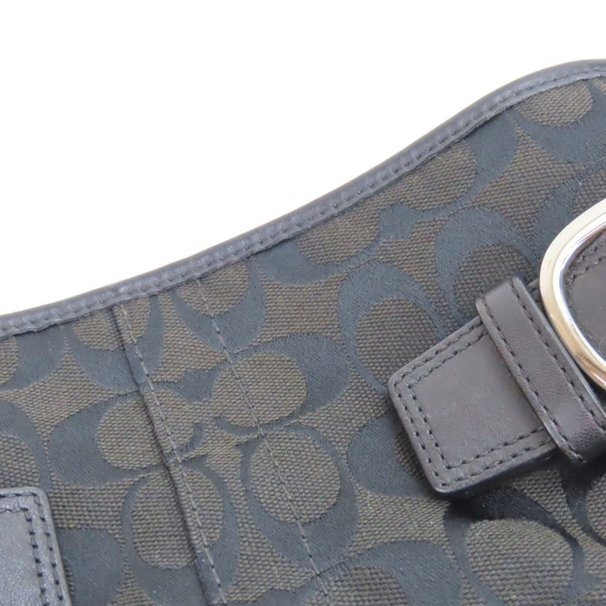 Coach Black Canvas Leather Shoulder Bag (Pre-Owned)