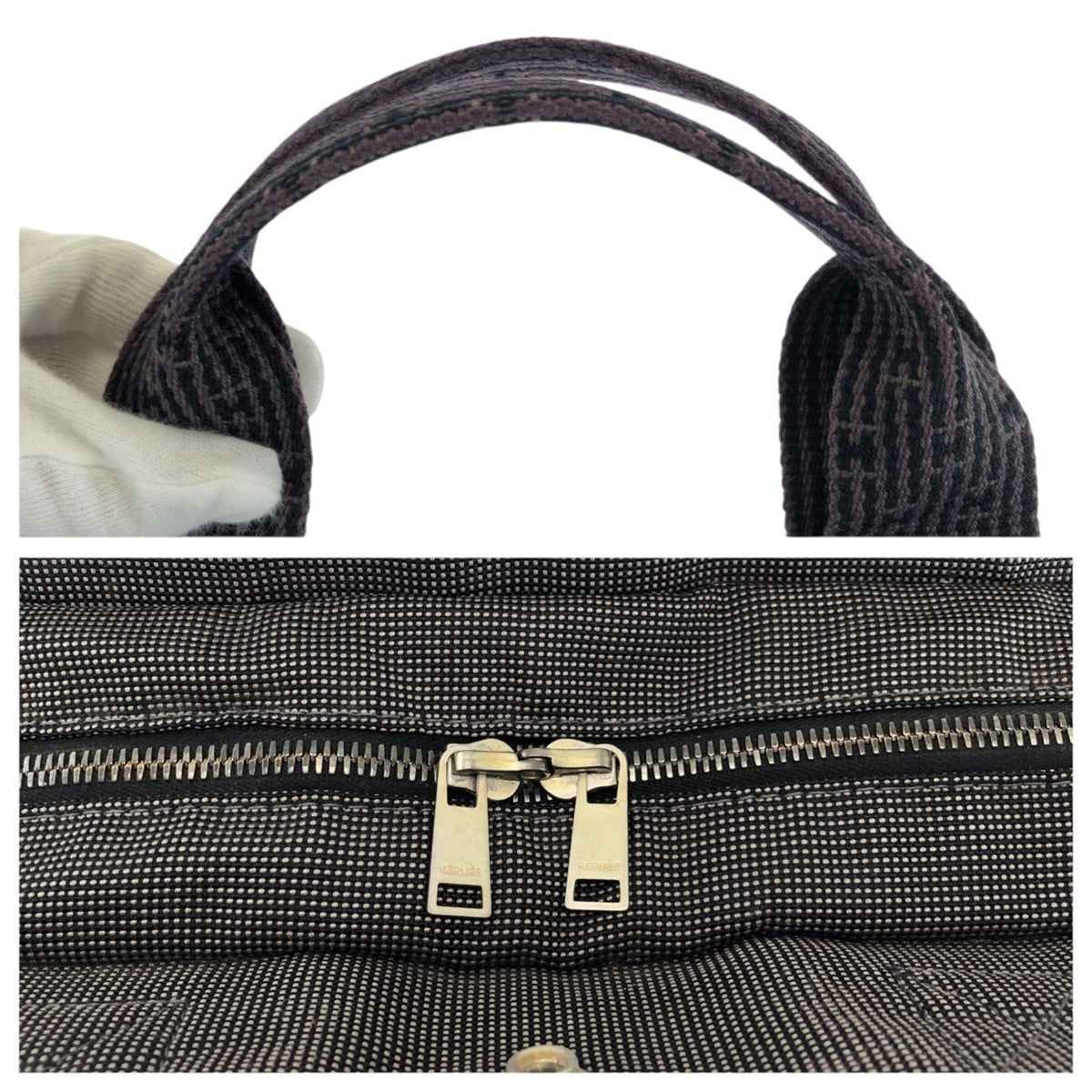 Hermes Gray Polyamide Polyester Handbag Tote Bag (Pre-Owned)