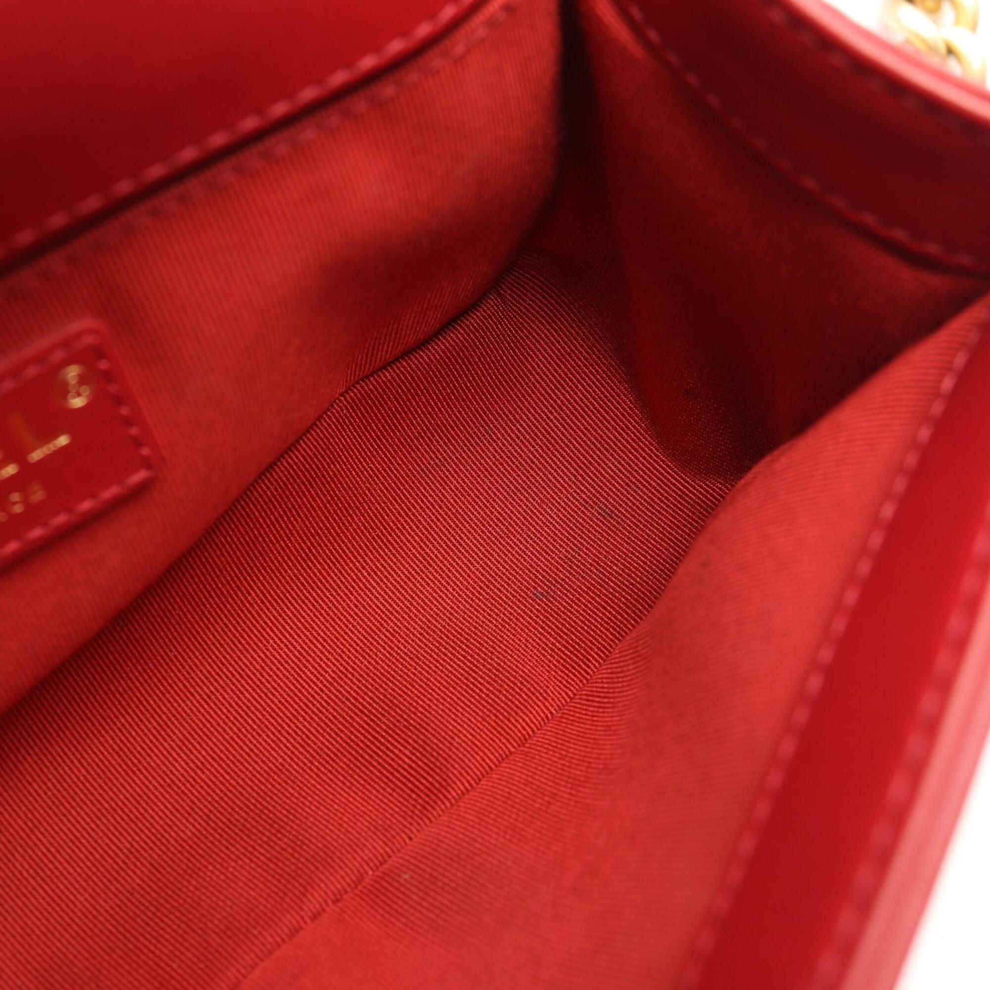 Chanel Red Color Leather Handbag Shoulder Bag (Pre-Owned)