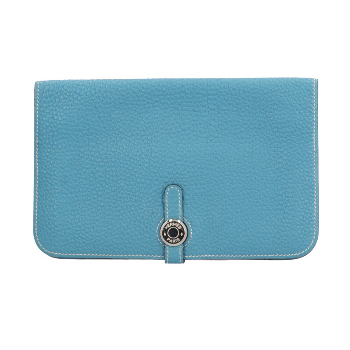 Hermes Blue Blue Jean Taurillon Clemence Leather Long Wallet (Bi-Fold) (Pre-Owned)