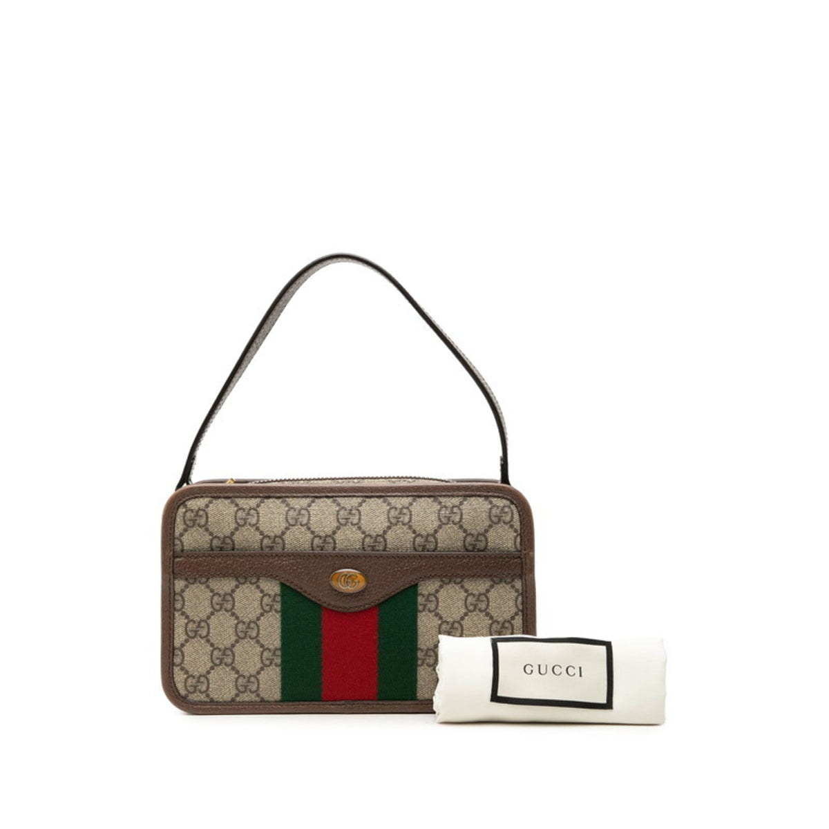 Gucci Beige Brown Pvc Leather Handbag (Pre-Owned)