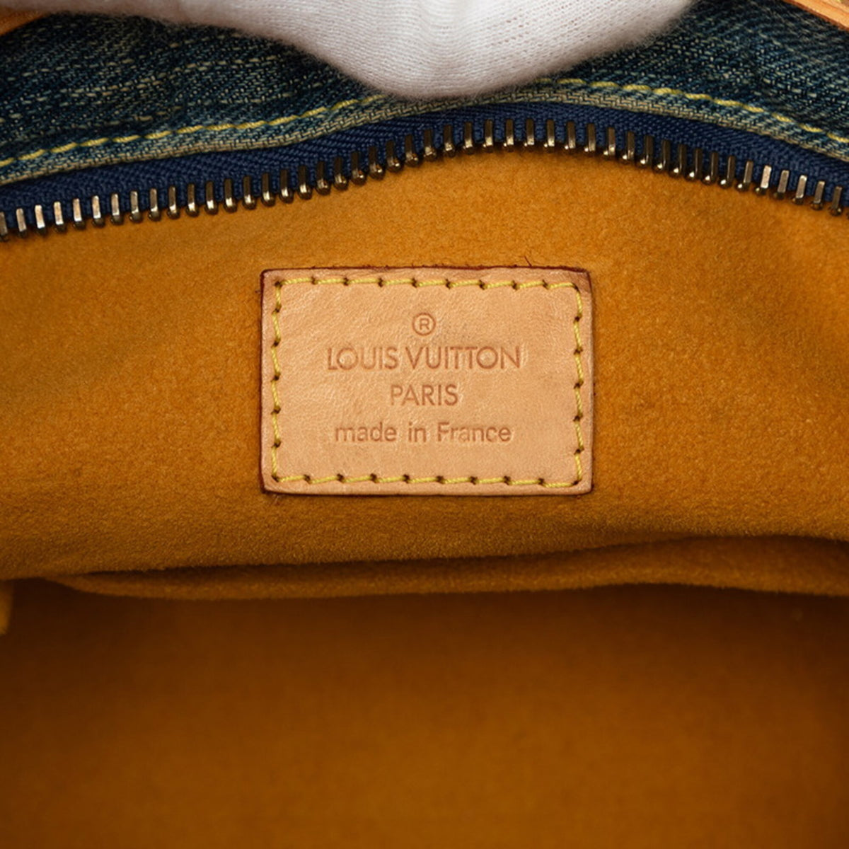 Louis Vuitton Blue Denim Leather Handbag Tote Bag (Pre-Owned)