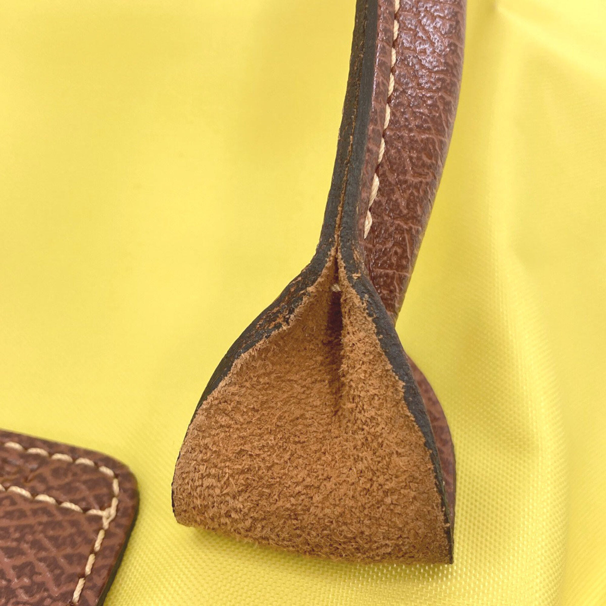 Longchamp Le Pliage Brown Yellow Nylon Tote Bag (Pre-Owned)