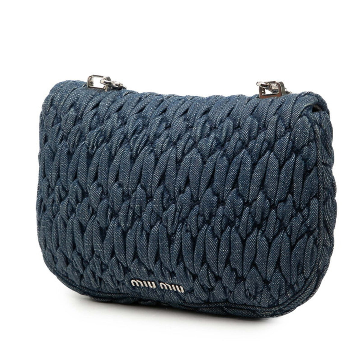 Miu Miu Blue Denim Leather Shoulder Bag (Pre-Owned)