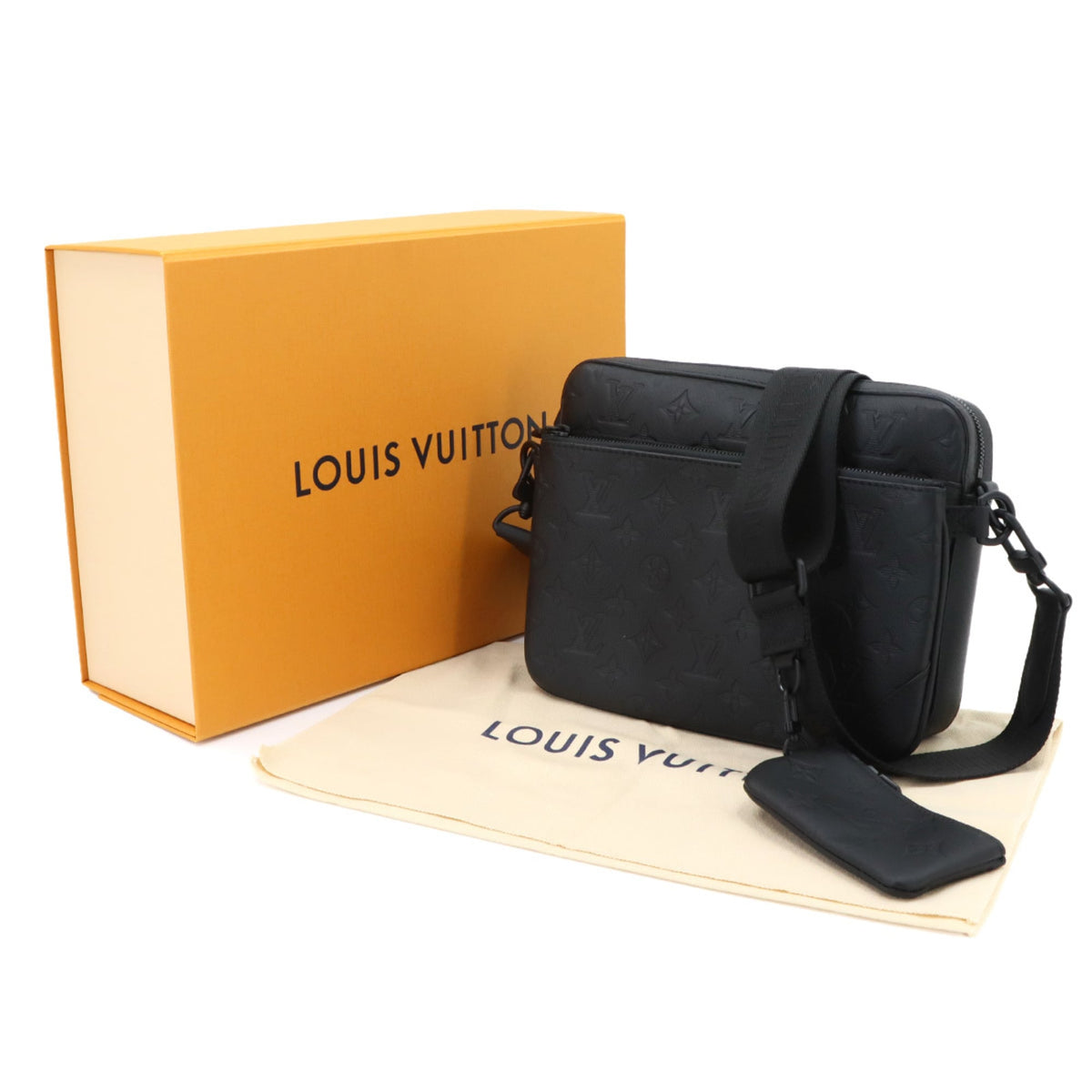 Louis Vuitton Black Noir Monogram Shadow Messenger Bag Shoulder Bag (Pre-Owned)
