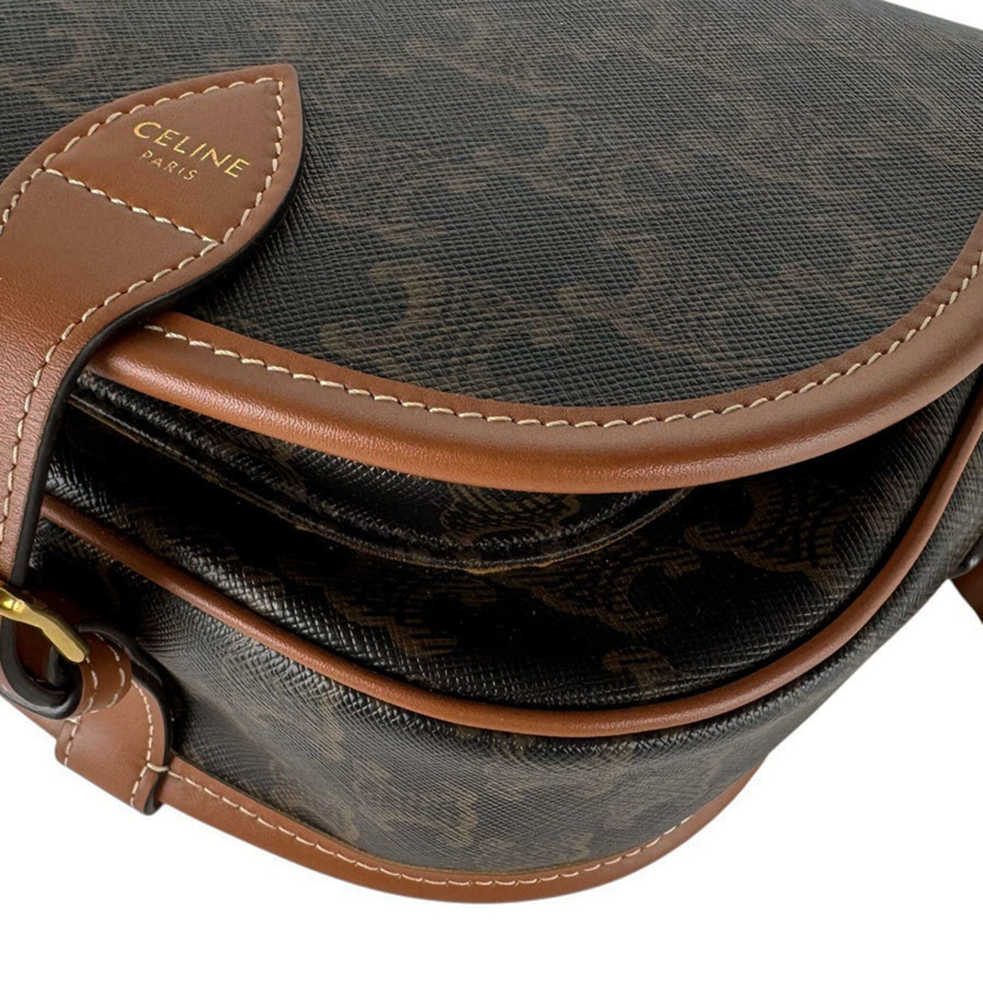 Celine Brown Coated Canvas Shoulder Bag (Pre-Owned)