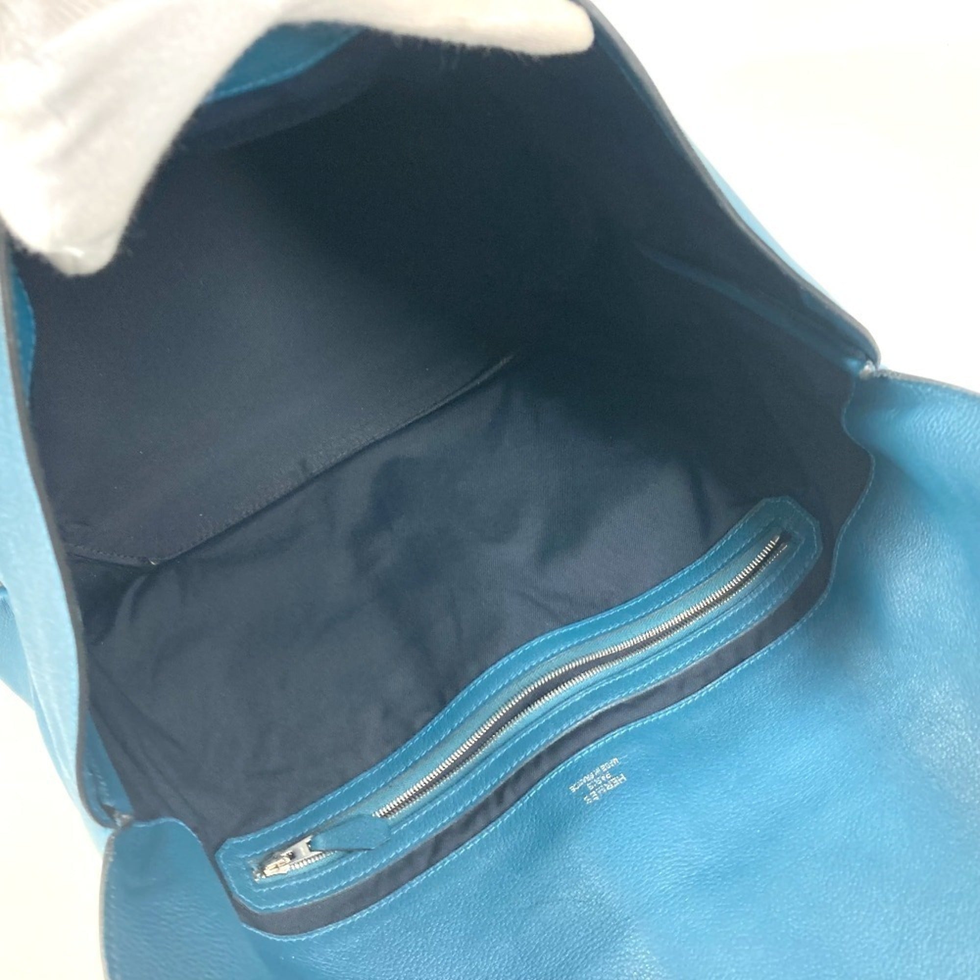 Hermes Blue Navy Leather Messenger Bag Shoulder Bag (Pre-Owned)