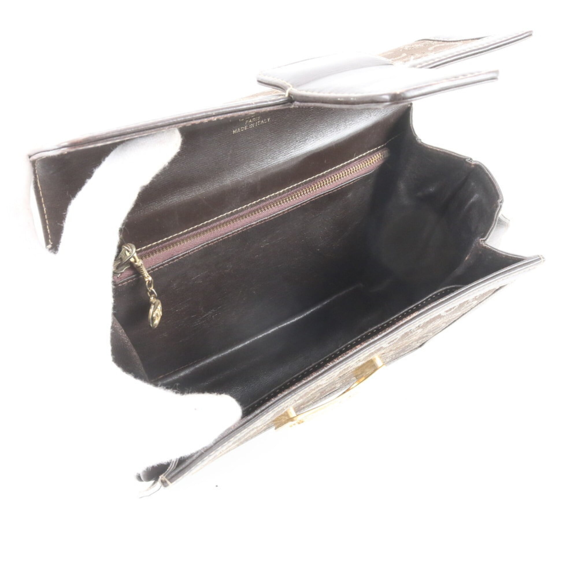 Celine Brown Leather Canvas Shoulder Bag (Pre-Owned)