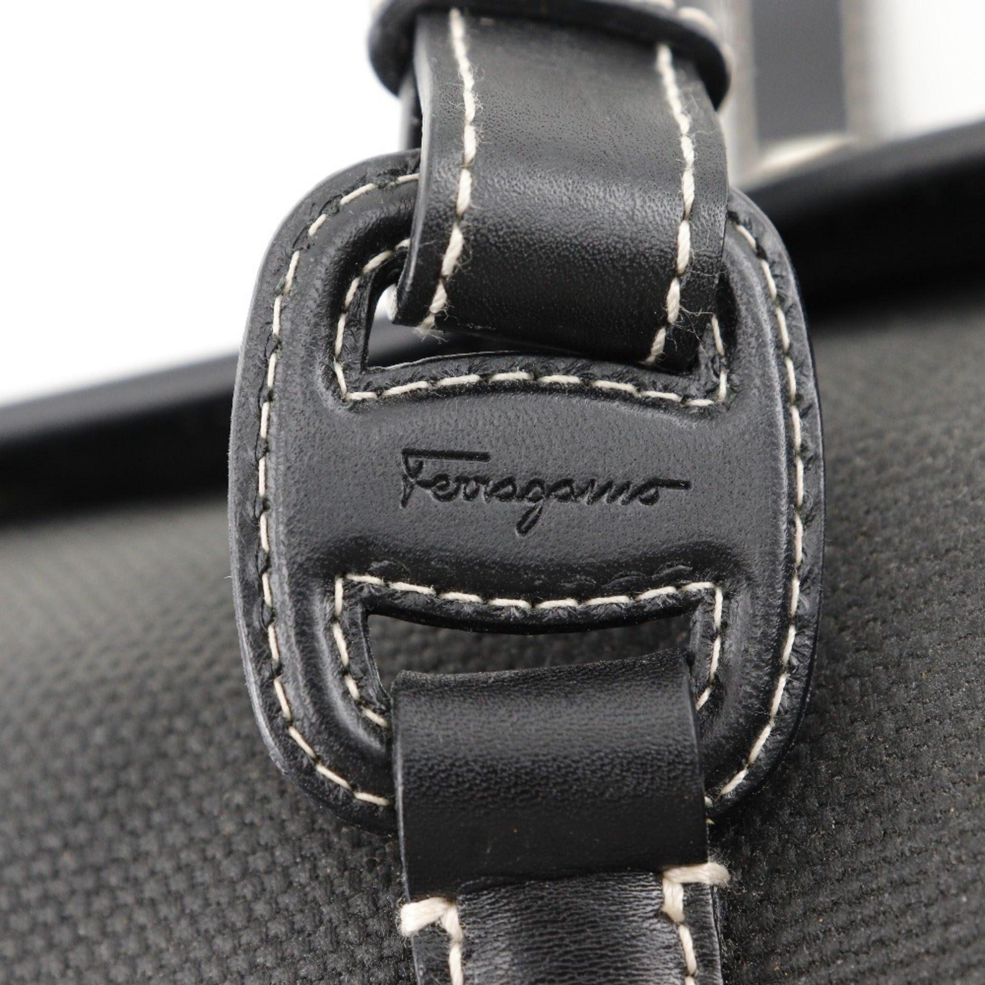 Salvatore Ferragamo Black Canvas Handbag (Pre-Owned)