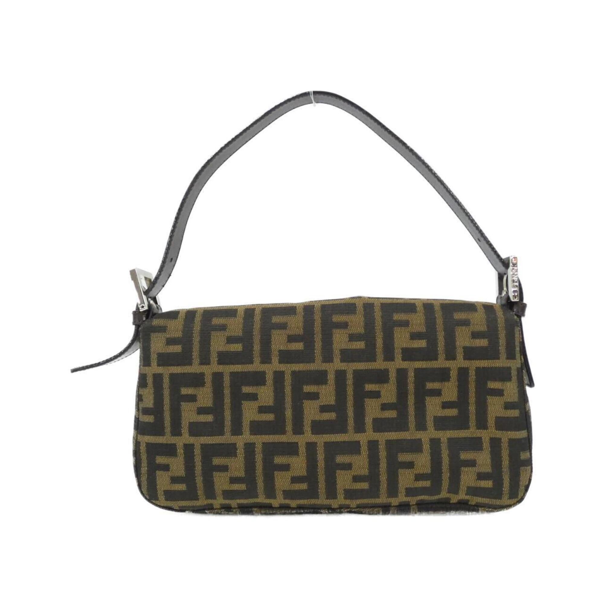 Fendi Baguette Silver Canvas Shoulder Bag (Pre-Owned)