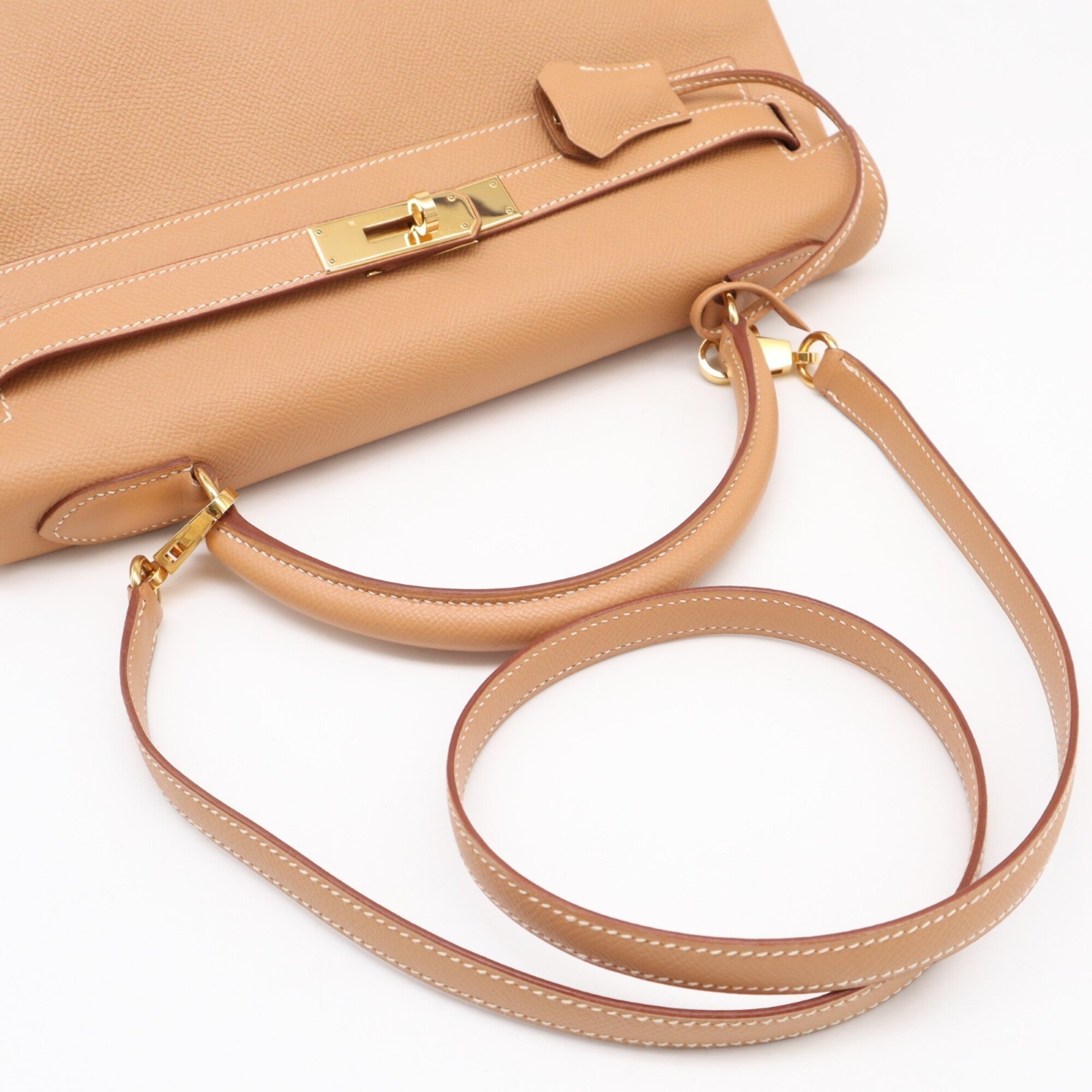 Hermes Kelly Brown Courchevel Leather Handbag (Pre-Owned)