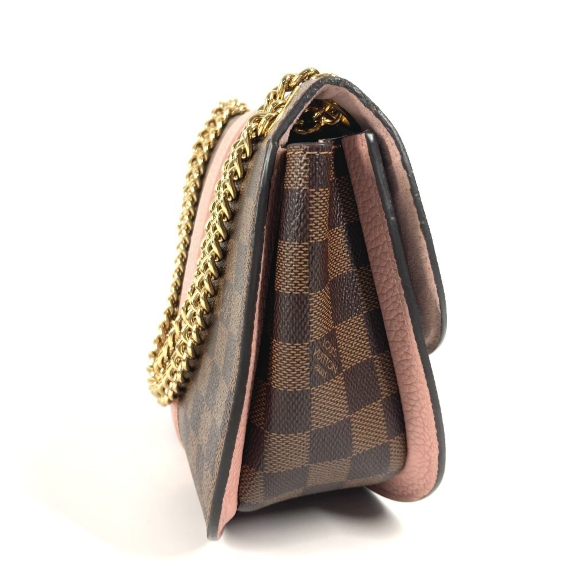 Louis Vuitton Brown Pink Damier Canvas Pochette Shoulder Bag (Pre-Owned)