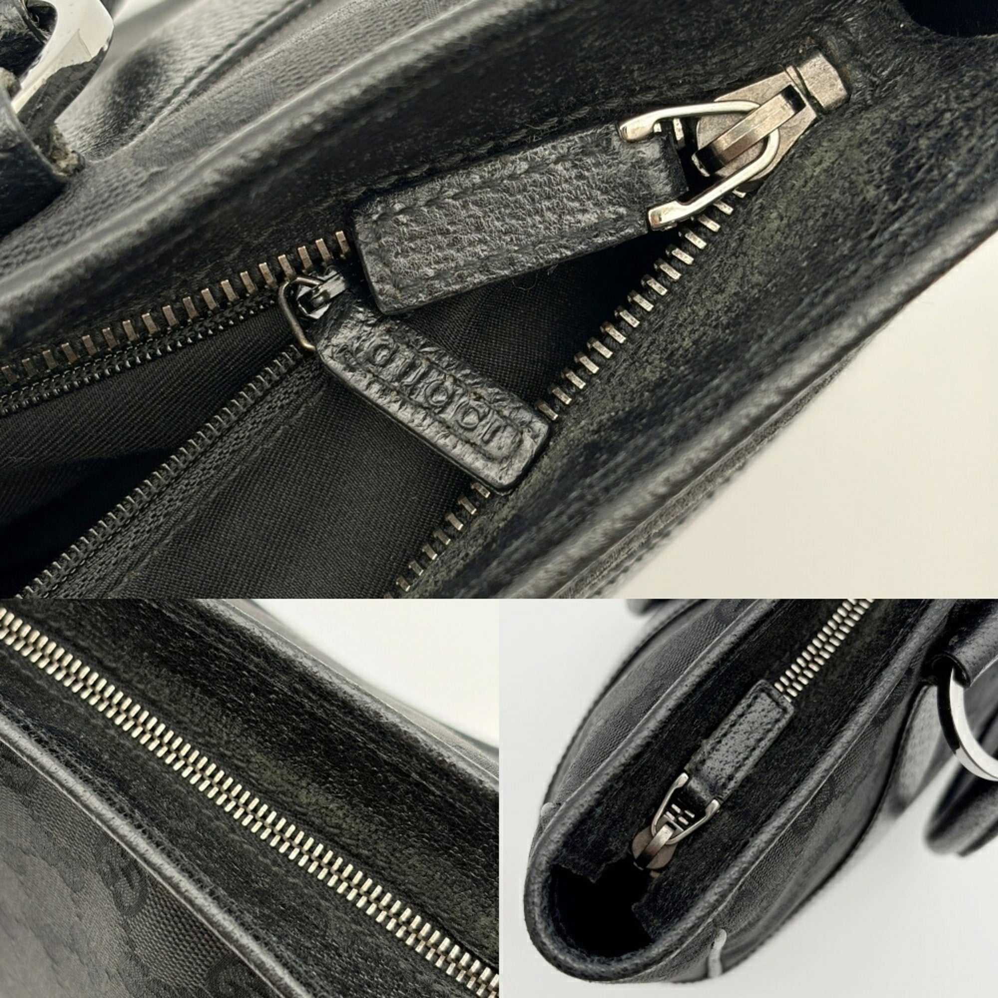 Gucci Black Gg Canvas Leather Tote Bag (Pre-Owned)