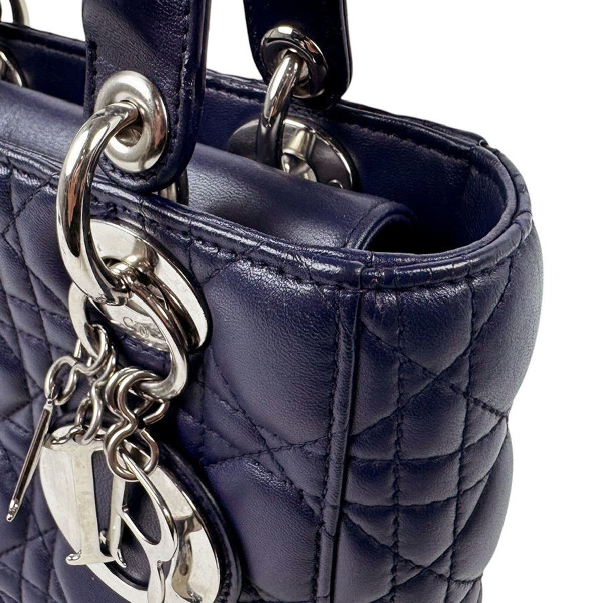 Christian Dior Navy Leather Handbag Shoulder Bag (Pre-Owned)