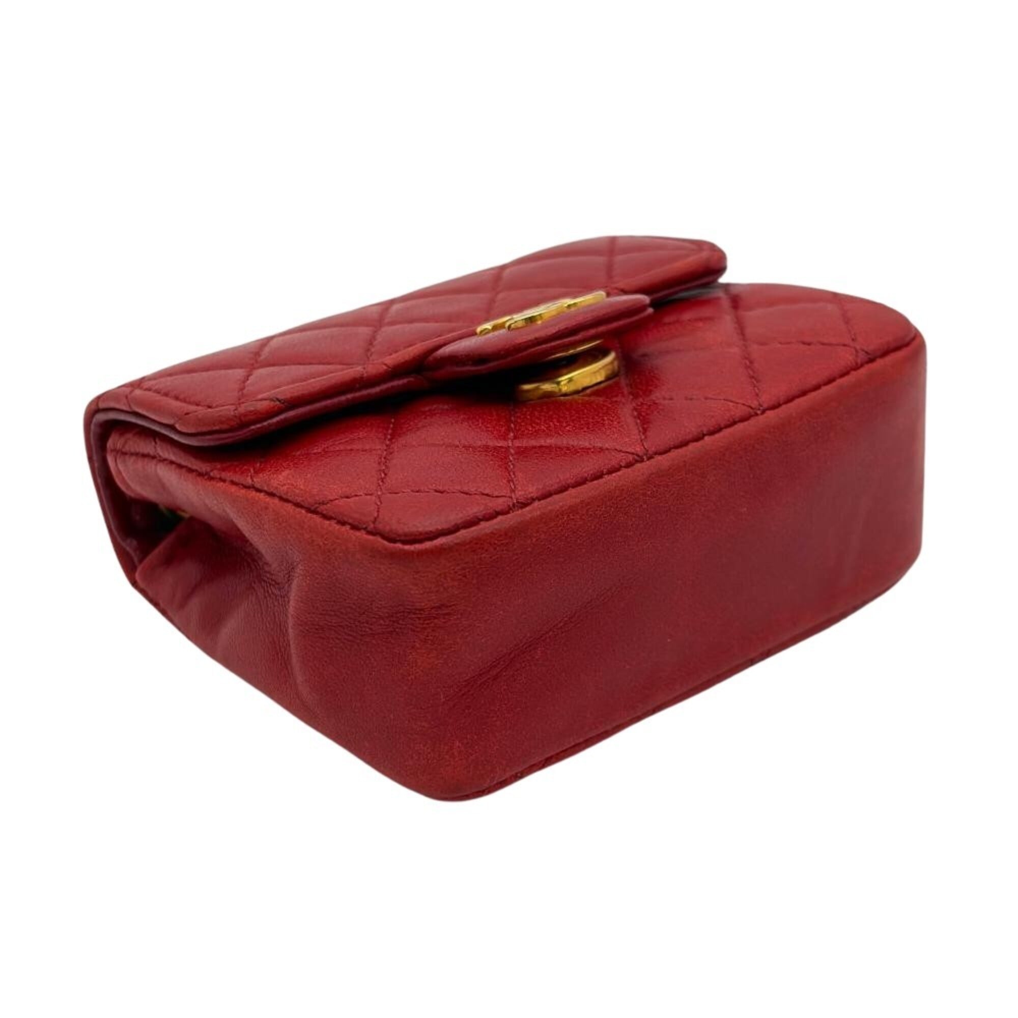 Chanel Matelasse Red Color Leather Handbag (Pre-Owned)