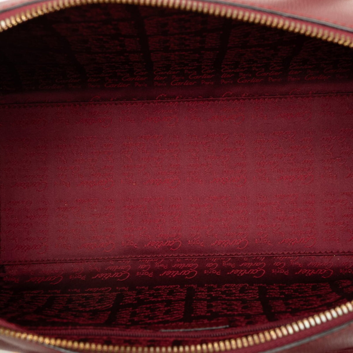 Cartier Bordeaux Wine Red Leather Boston Bag Handbag (Pre-Owned)
