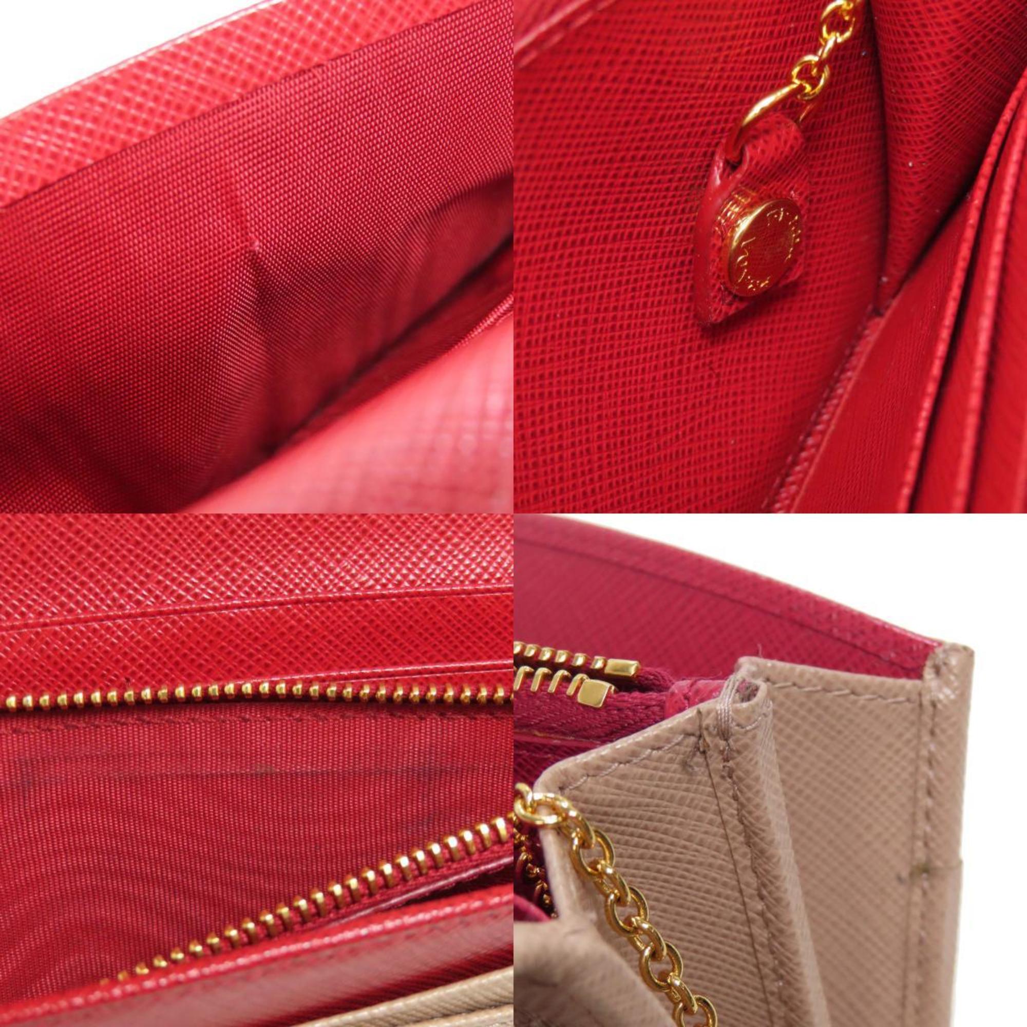 Prada Saffiano Beige Saffiano Long Wallet (Bi-Fold) (Pre-Owned)