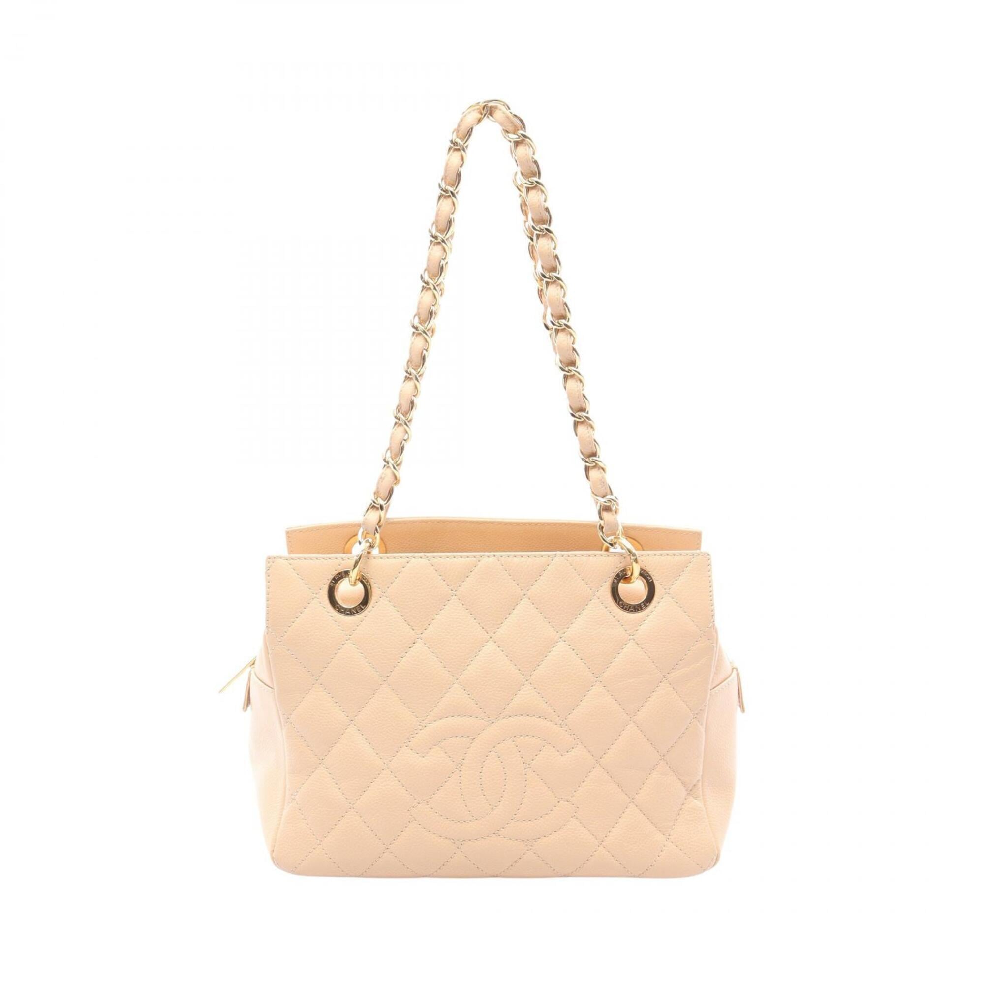 Chanel Beige Leather Handbag Shoulder Bag (Pre-Owned)