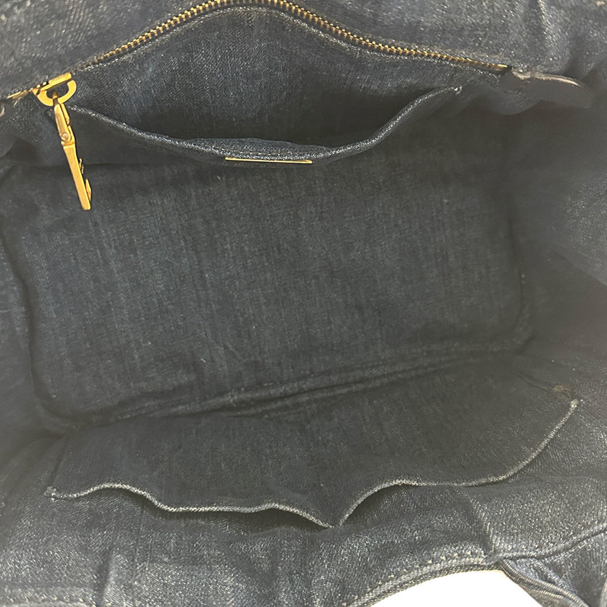 Prada Dark Blue Denim Handbag Shoulder Bag (Pre-Owned)