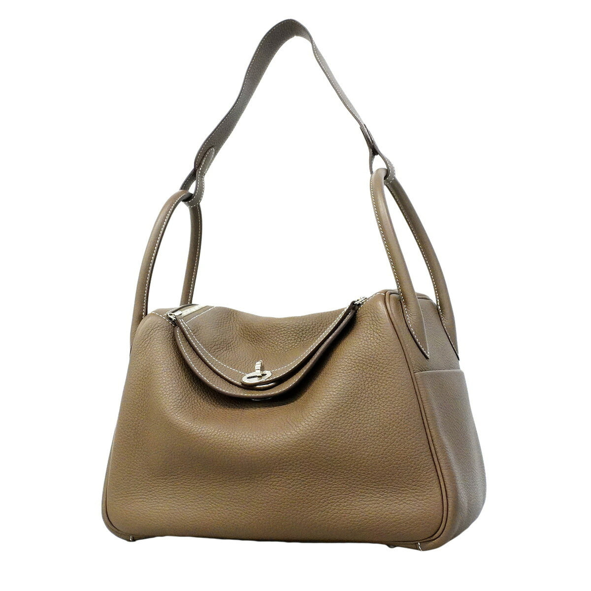 Hermes Etoupe Gray Taurillon Clemence Leather Handbag (Pre-Owned)