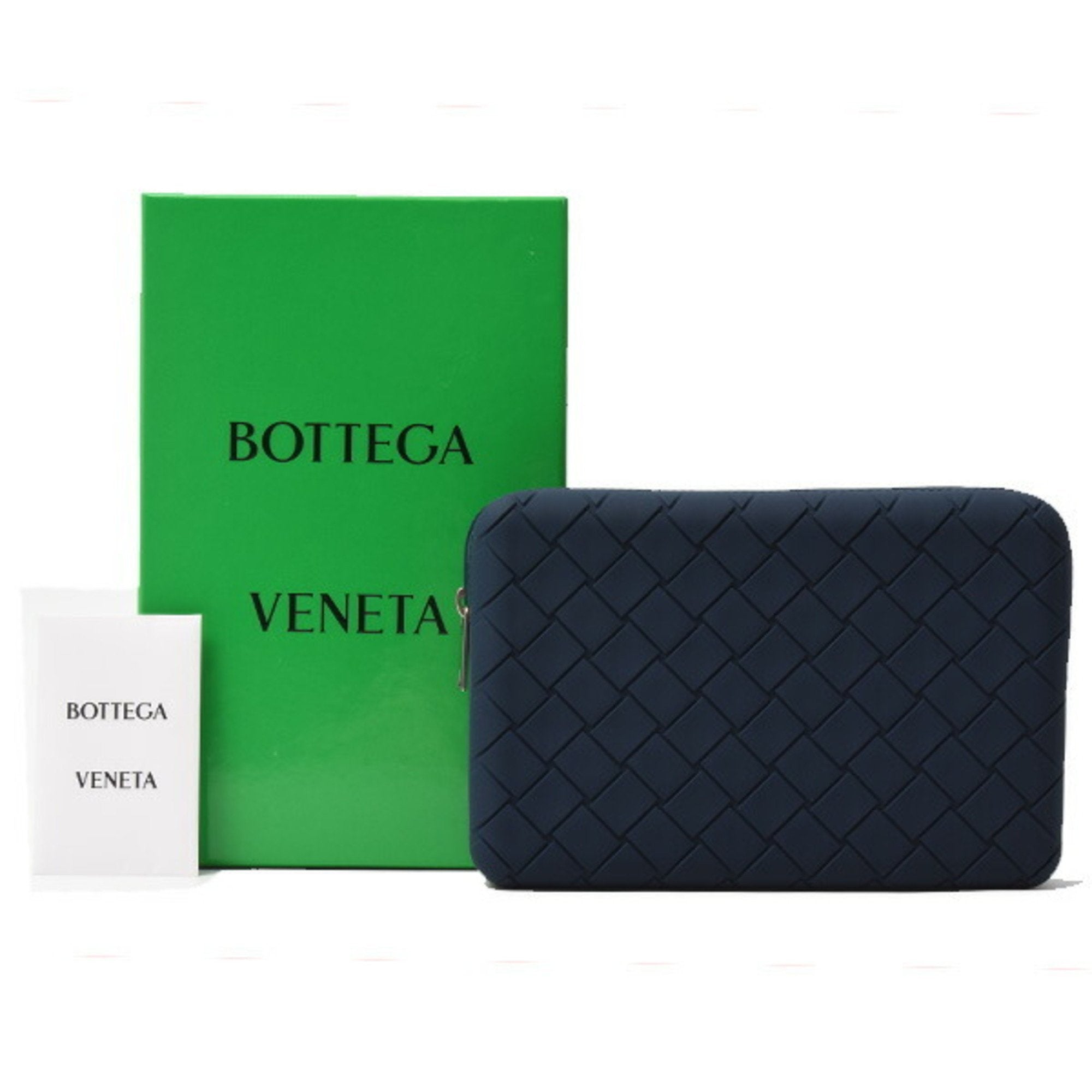 Bottega Veneta Navy Rubber Pouch (Pre-Owned)
