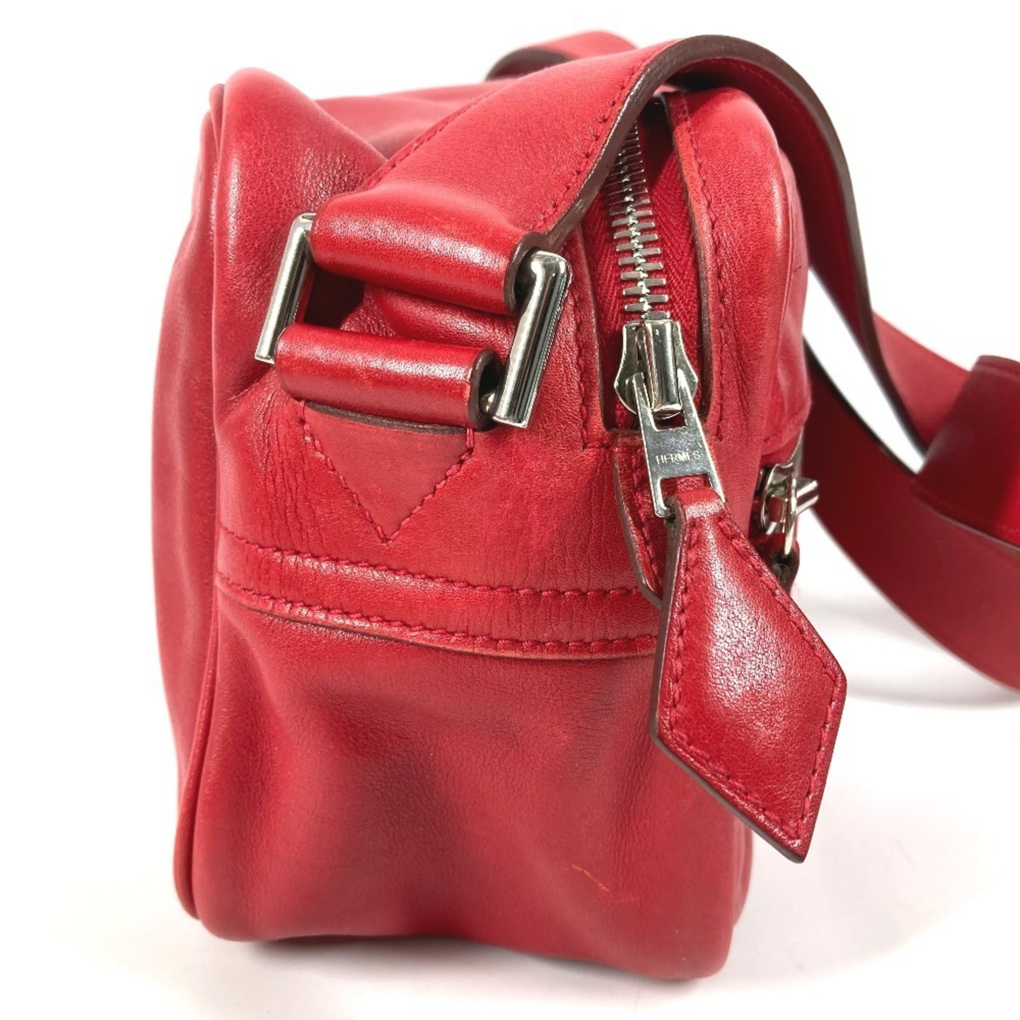 Hermes Red Color Leather Pochette Shoulder Bag (Pre-Owned)