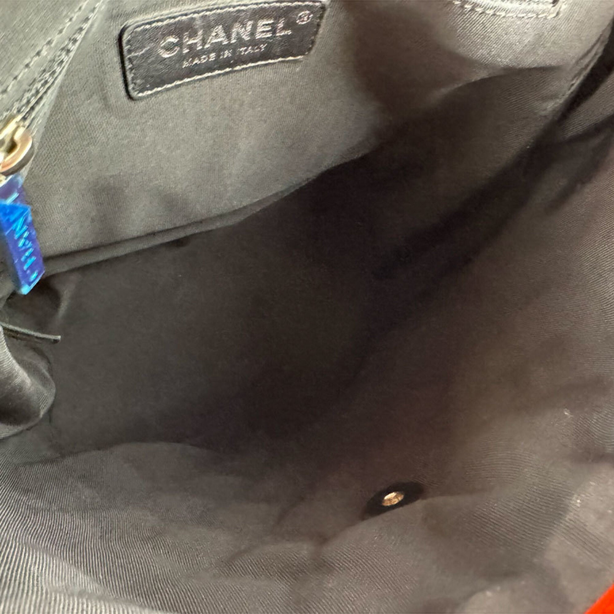 Unspecified Black Navy Orange White Leather Backpack (Pre-Owned)