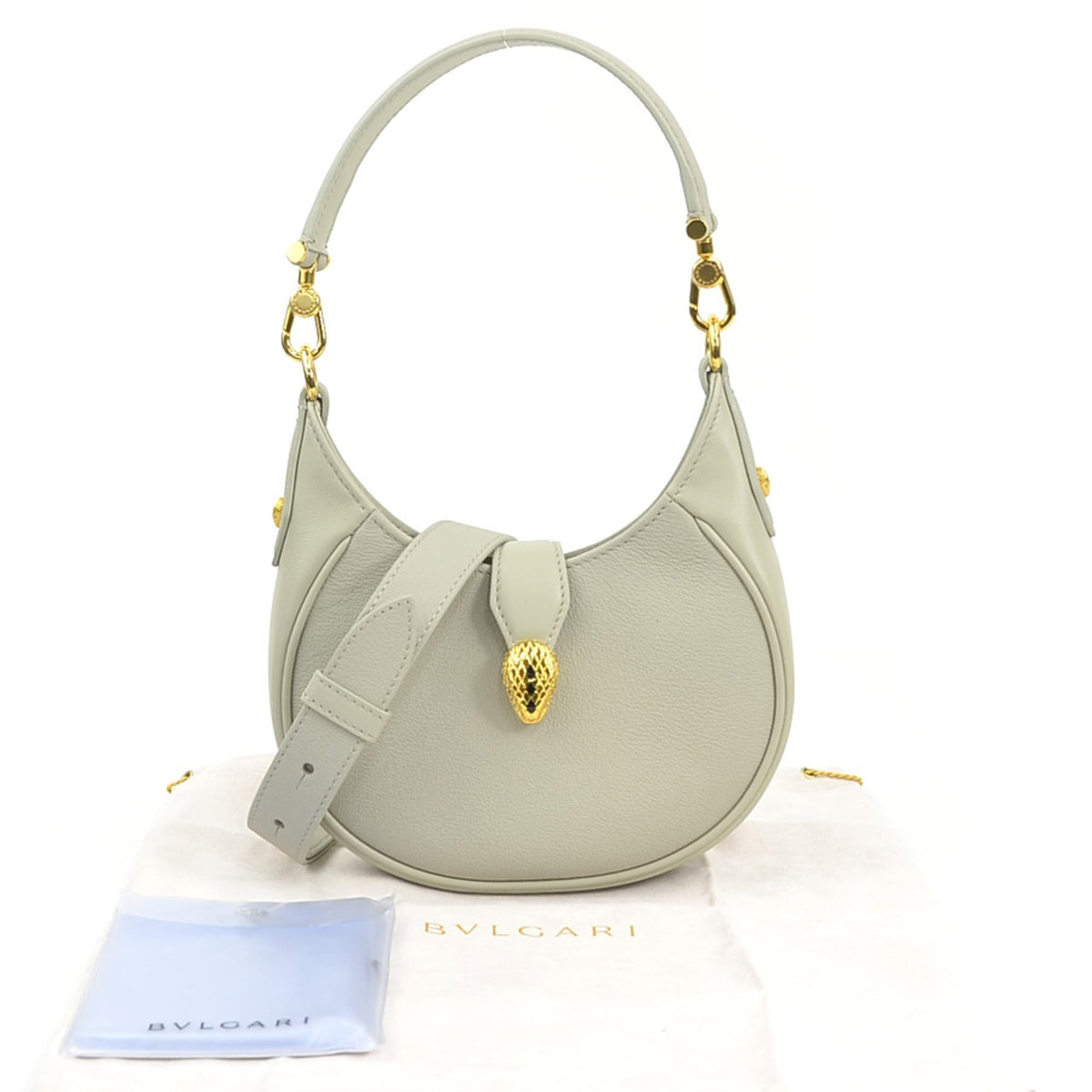 Bvlgari Grayish Leather Handbag Shoulder Bag (Pre-Owned)
