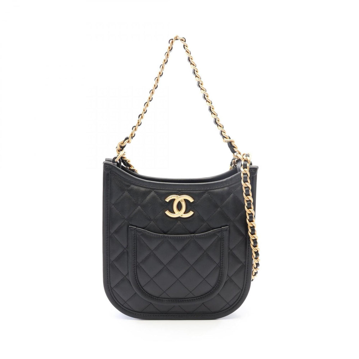 Chanel Black Leather Handbag Shoulder Bag (Pre-Owned)