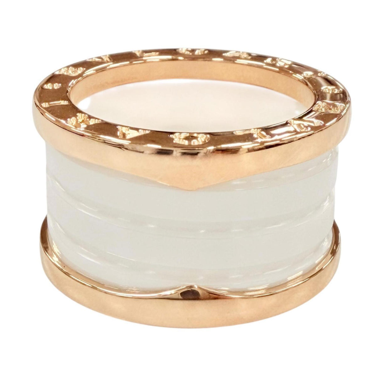 Bvlgari Pink Gold White Pink Gold (18K) Ceramic Band Ring (Pre-Owned)