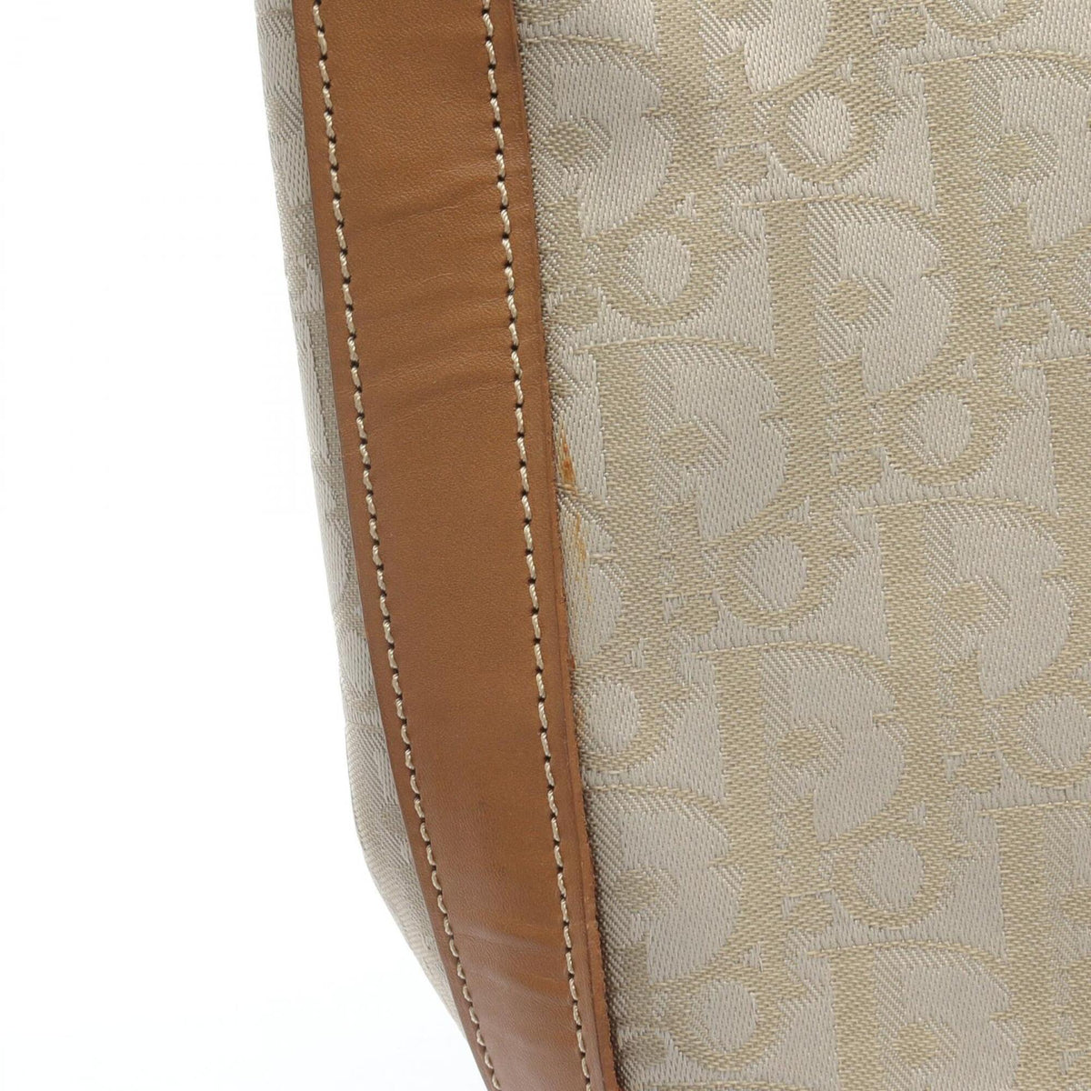 Christian Dior Beige Brown Leather Nylon Canvas Handbag Shoulder Bag (Pre-Owned)