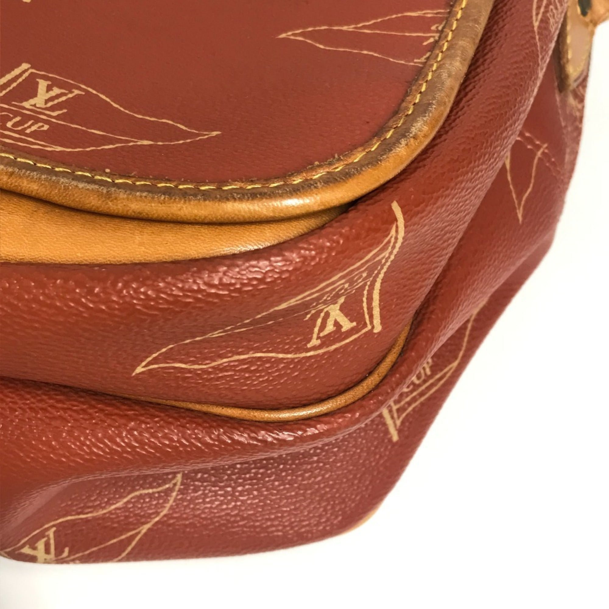 Louis Vuitton Galle Orange Leather Canvas Messenger Bag Shoulder Bag (Pre-Owned)
