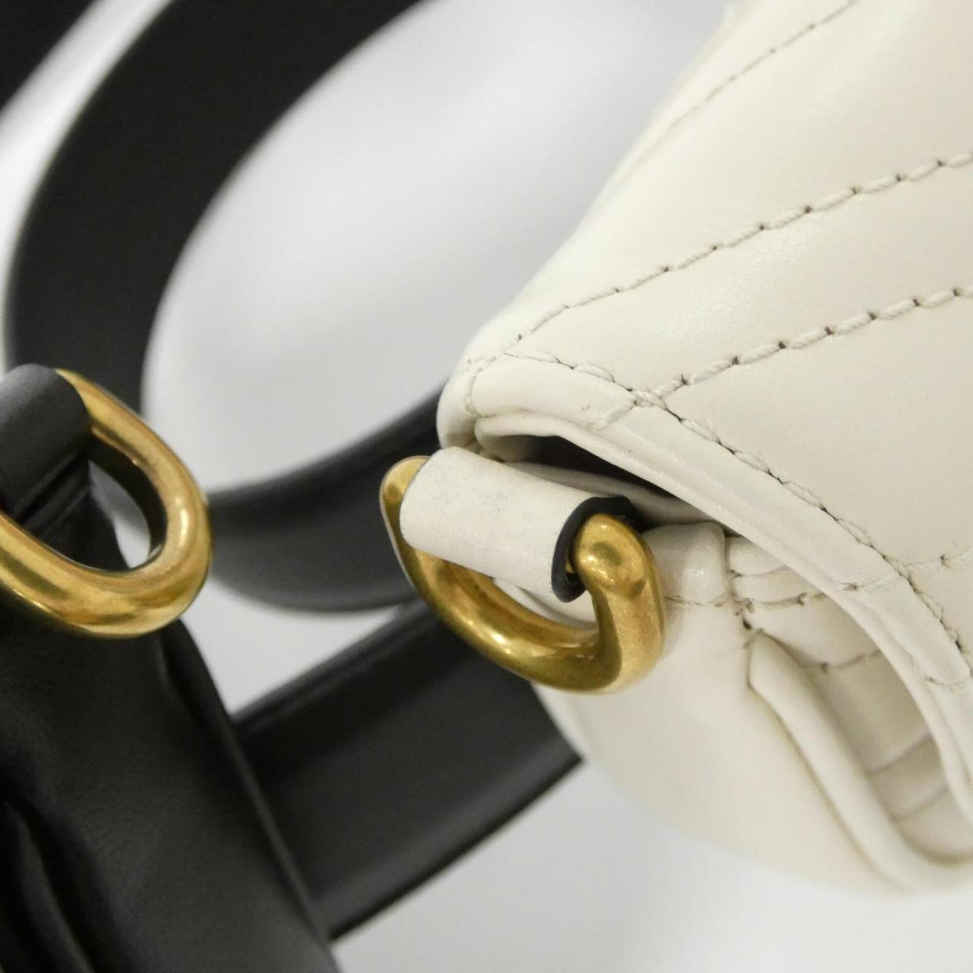Gucci Gg Marmont Black White Leather Fanny Pack (Pre-Owned)