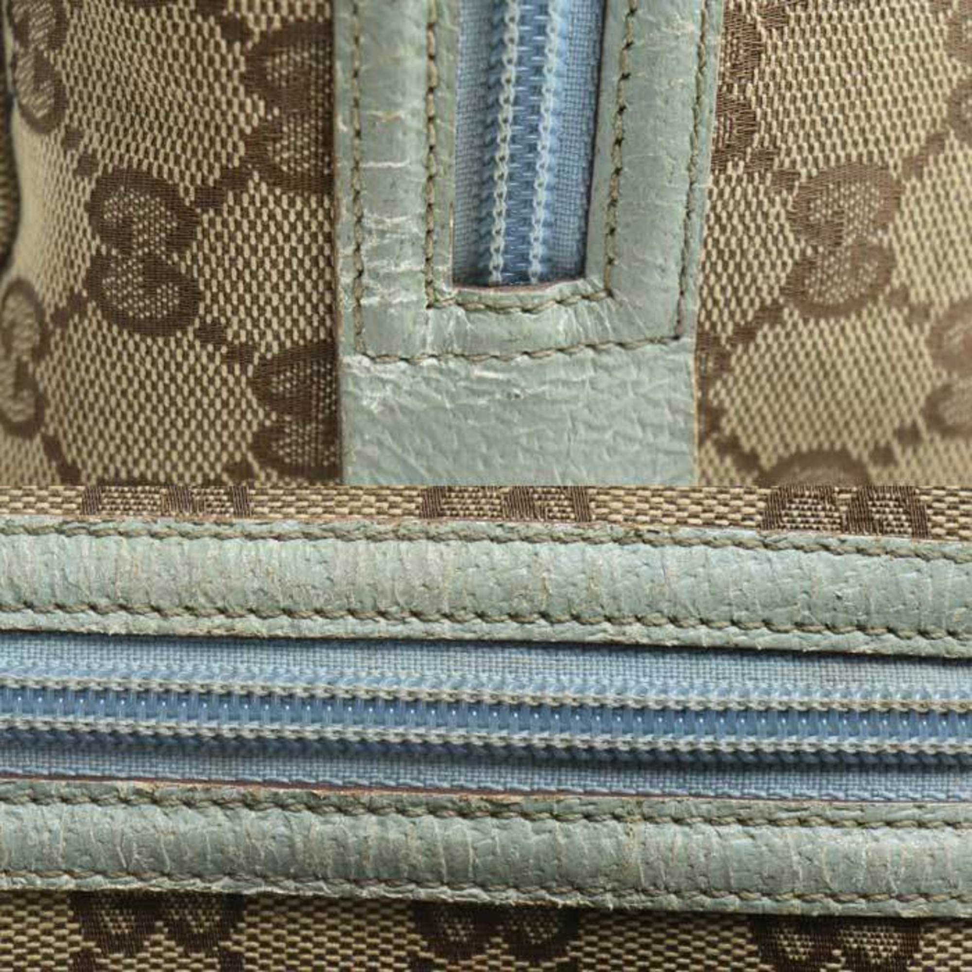 Gucci Gg Canvas Beige Gg Canvas Leather Handbag (Pre-Owned)