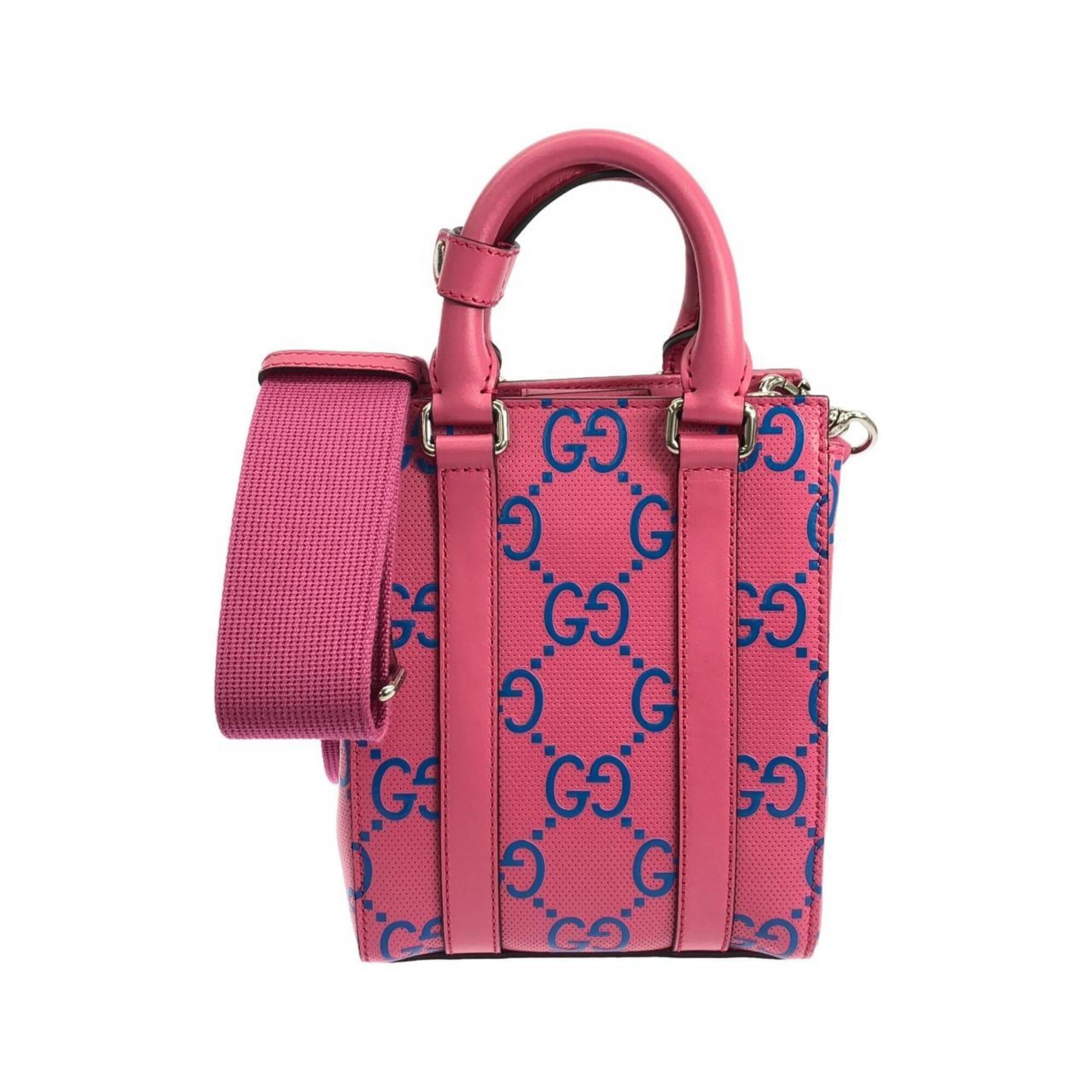 Gucci Blue Pink Leather Handbag (Pre-Owned)
