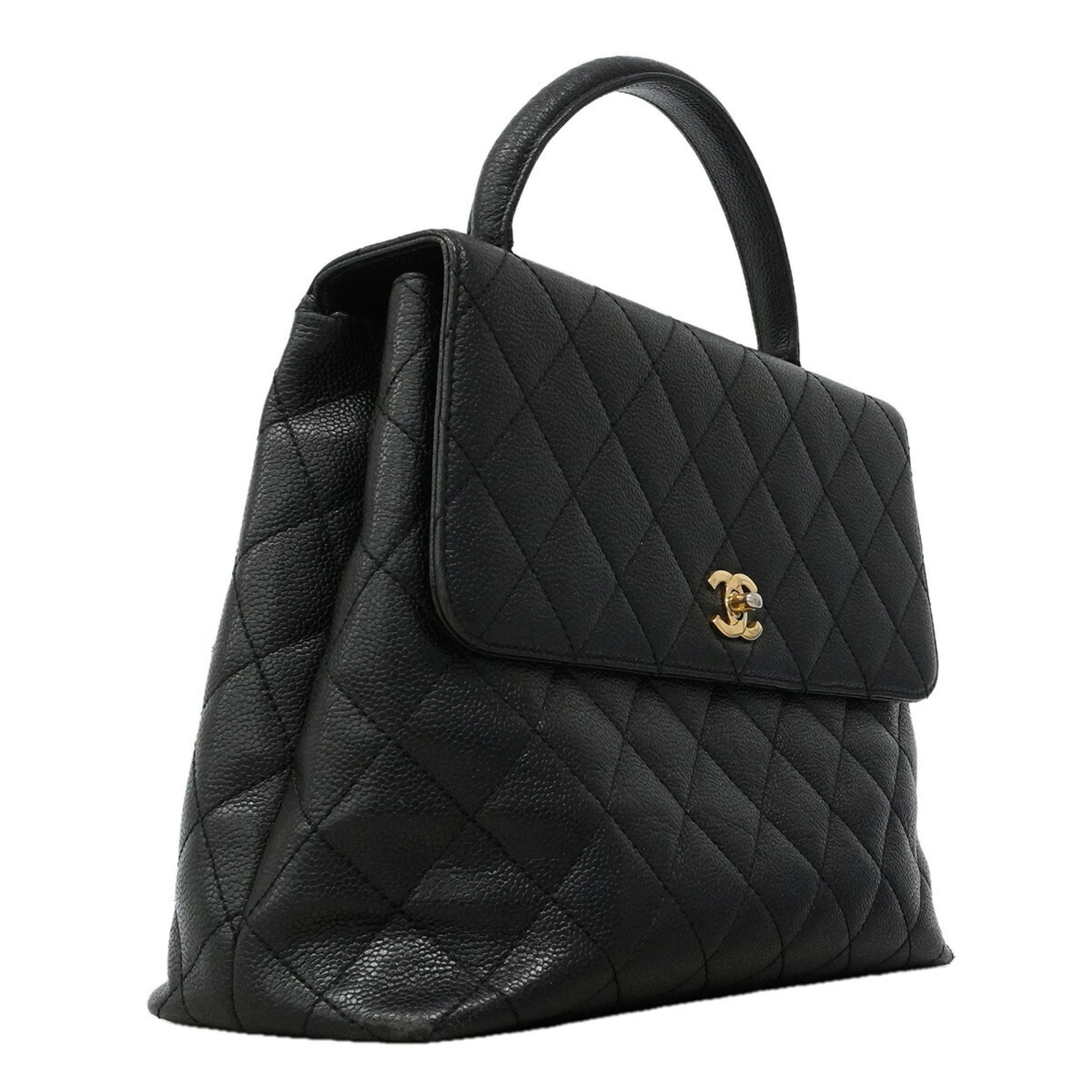 Chanel Black Grained Calfskin Handbag (Pre-Owned)